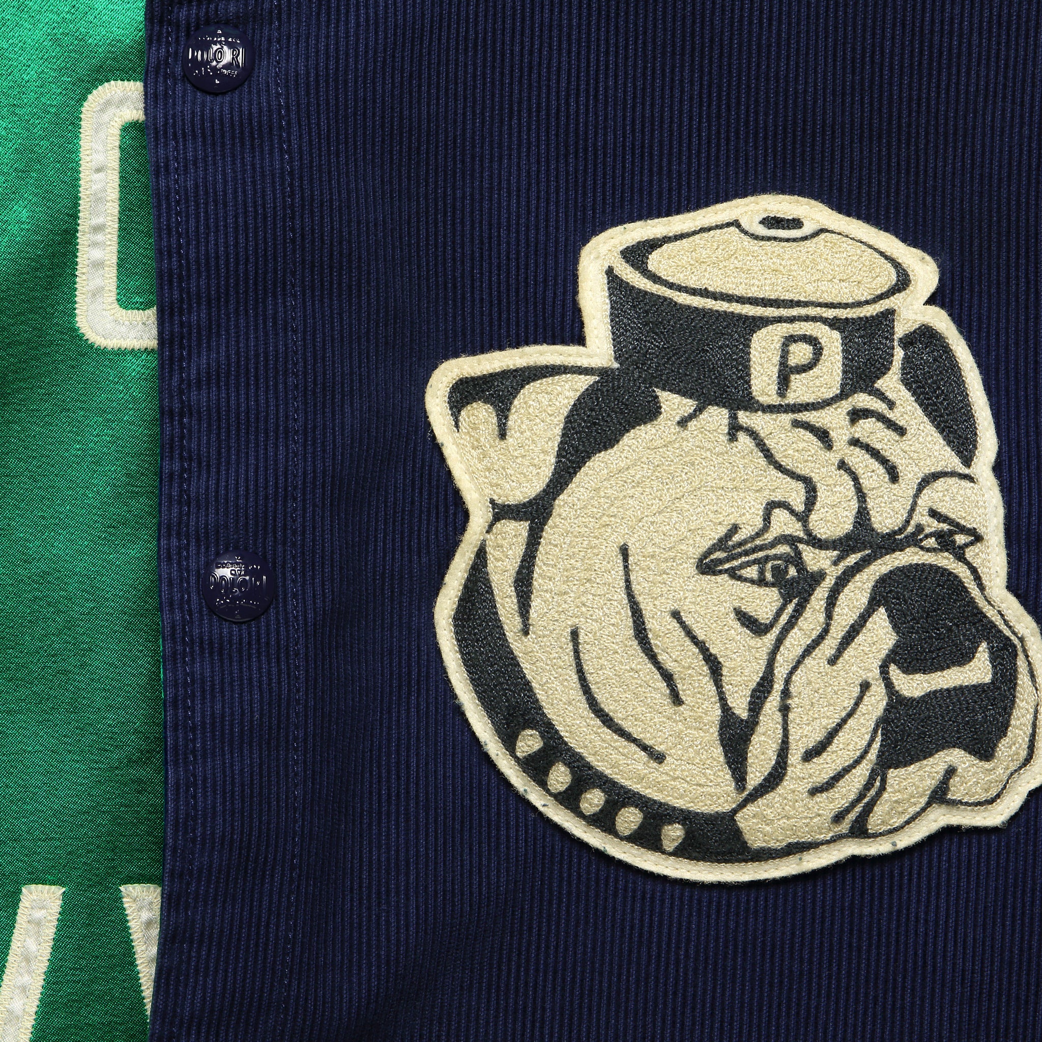 Reversible Varsity Bomber Jacket - Navy/Green - Image 7