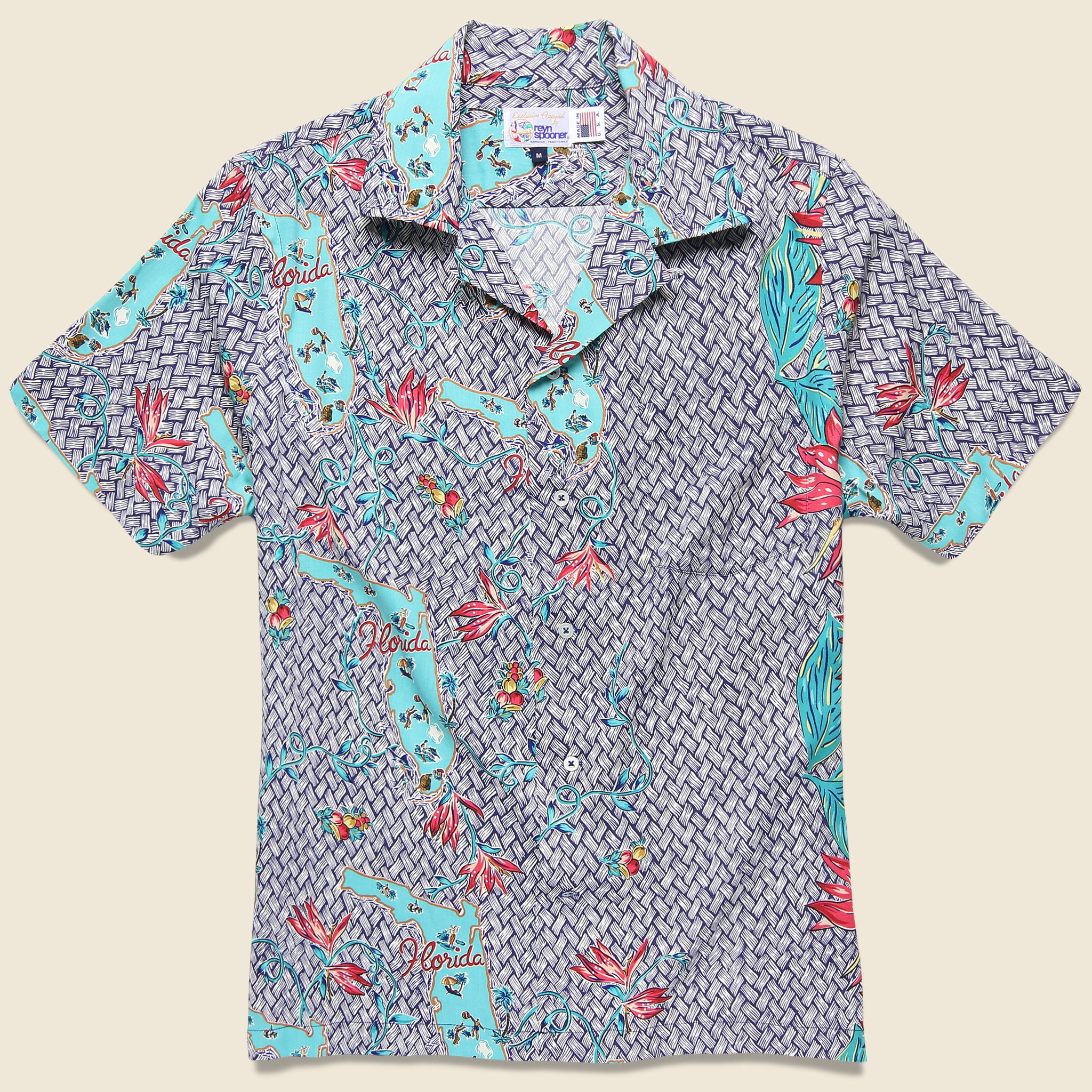 Florida Rayon Vintage Shirt - Navy
