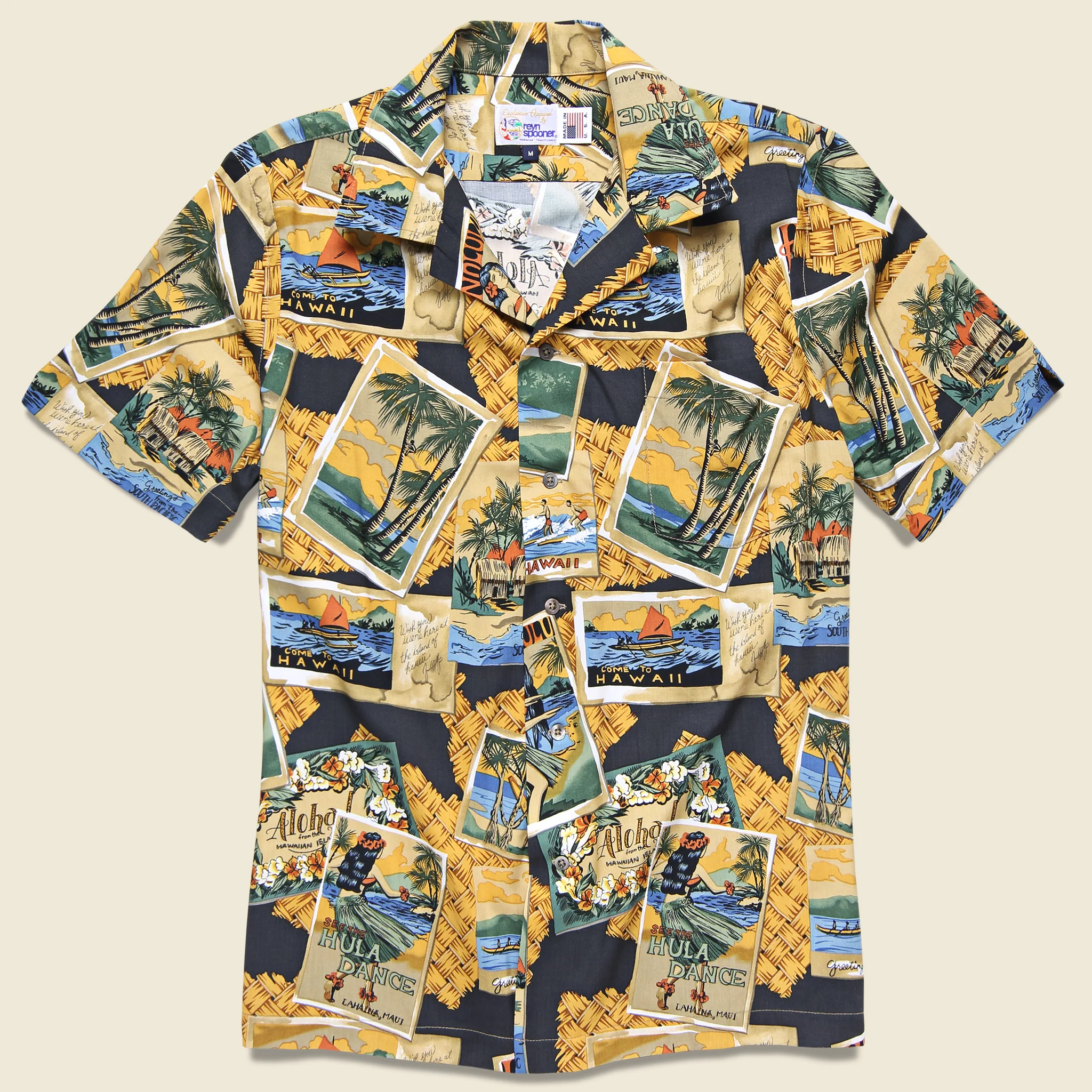 Greetings from Hawaii Rayon Shirt - Black