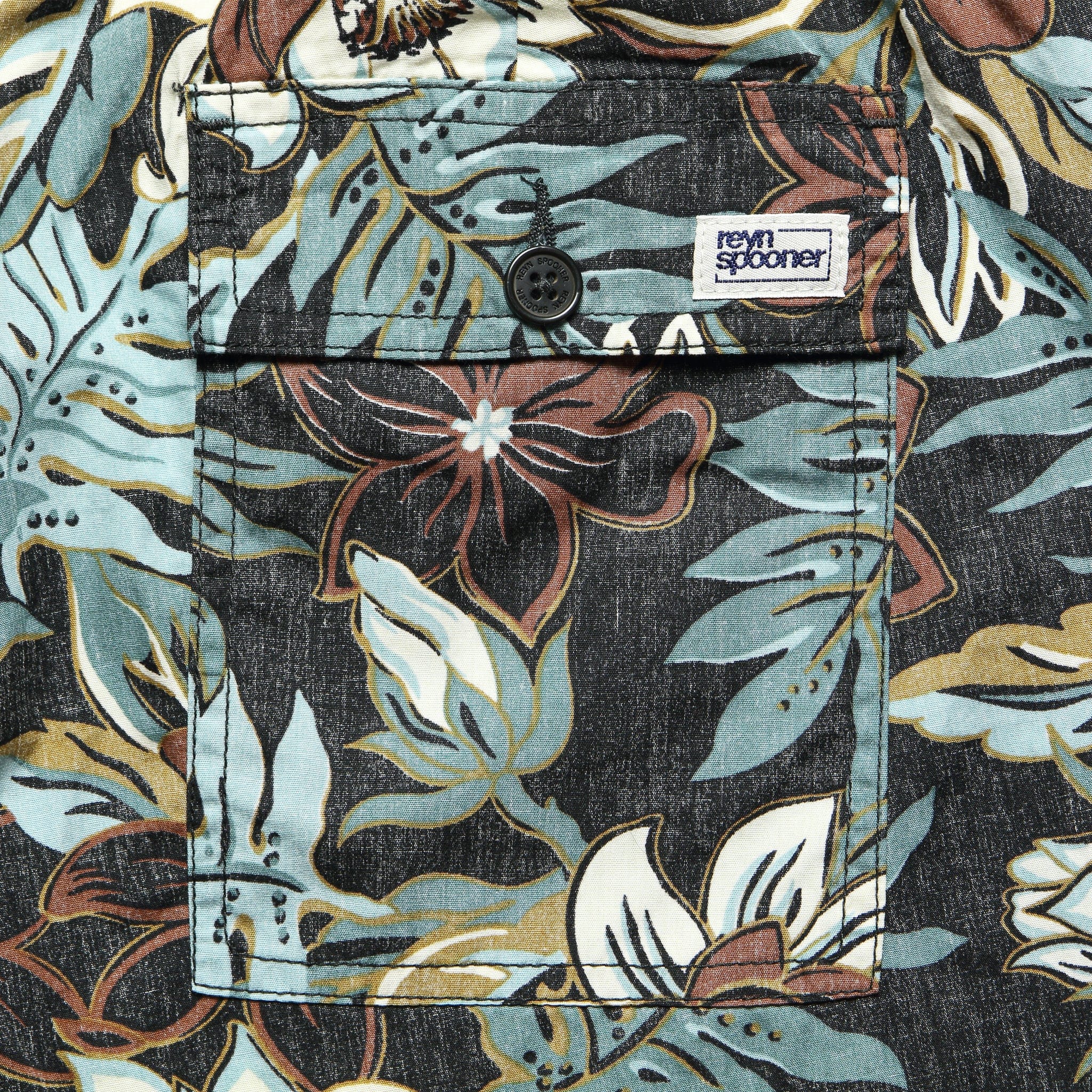 Vintage Hawaiian Floral Swim Trunk - Black - Image 3