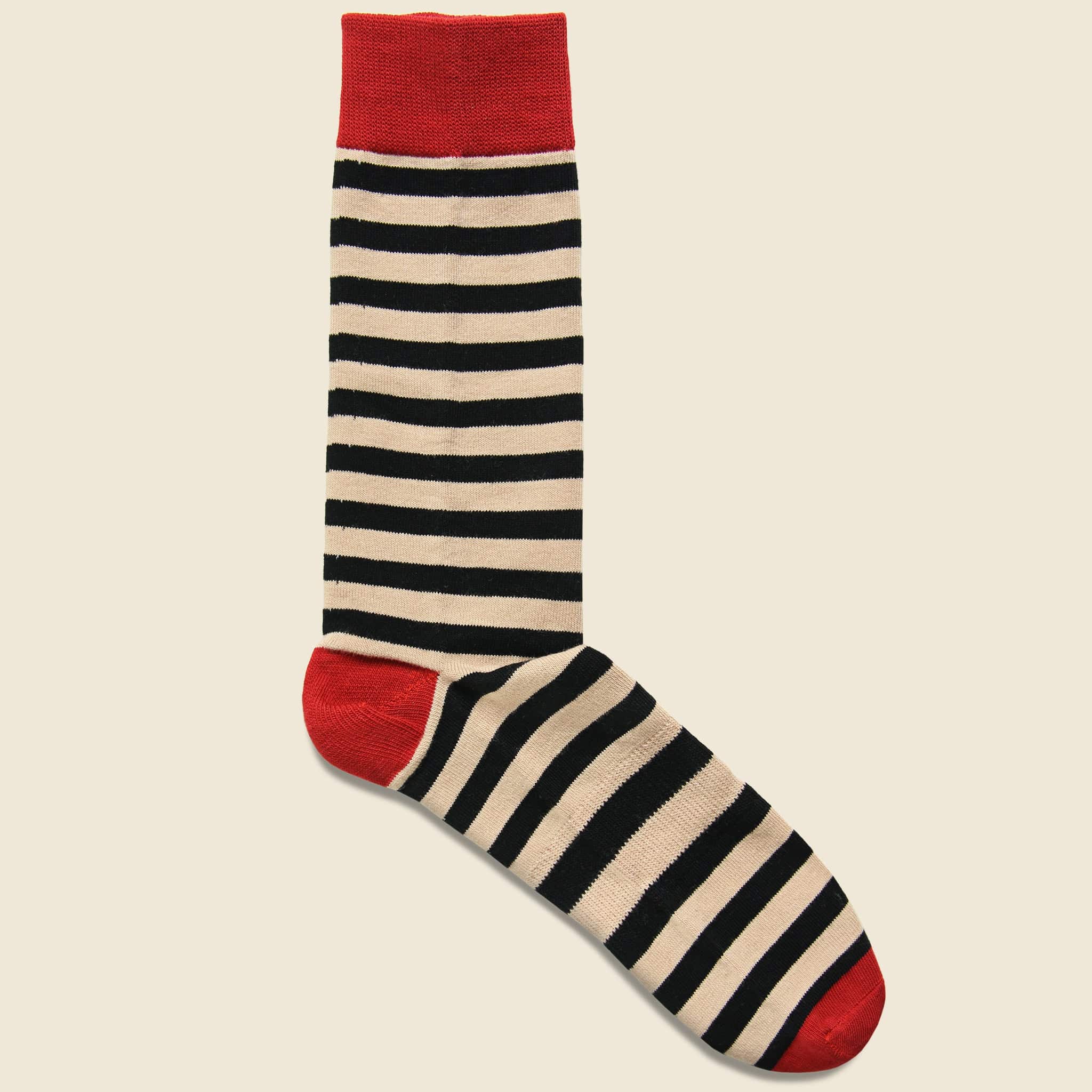 Theo Crew Sock - Black/Red