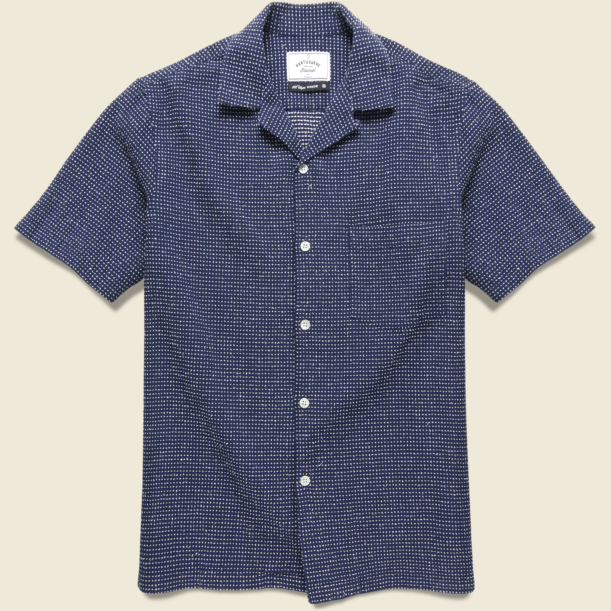 Ring Woven Dot Shirt - Navy