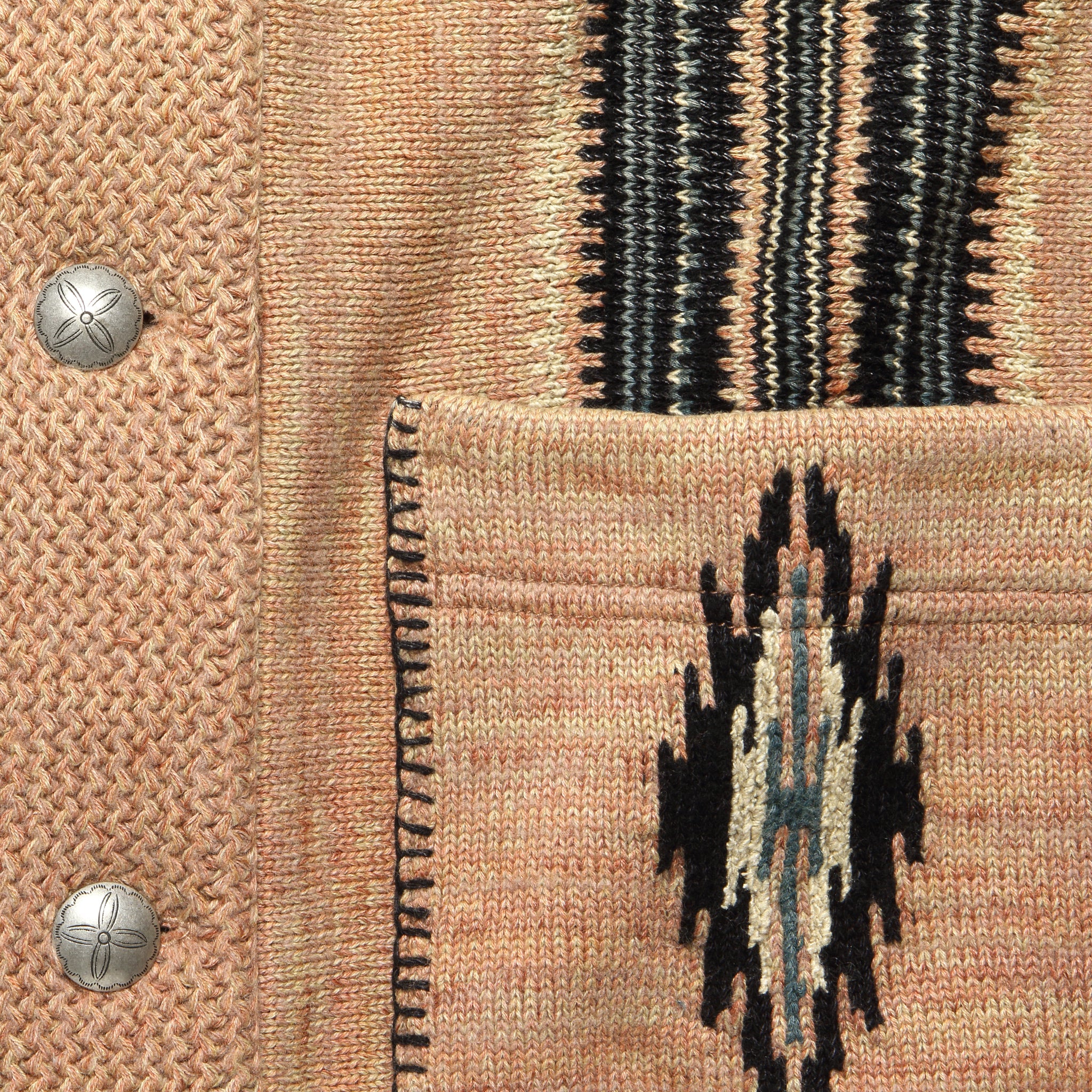 Roadrunner Shawl Cardigan - Dusty Pink/Navy - Image 3