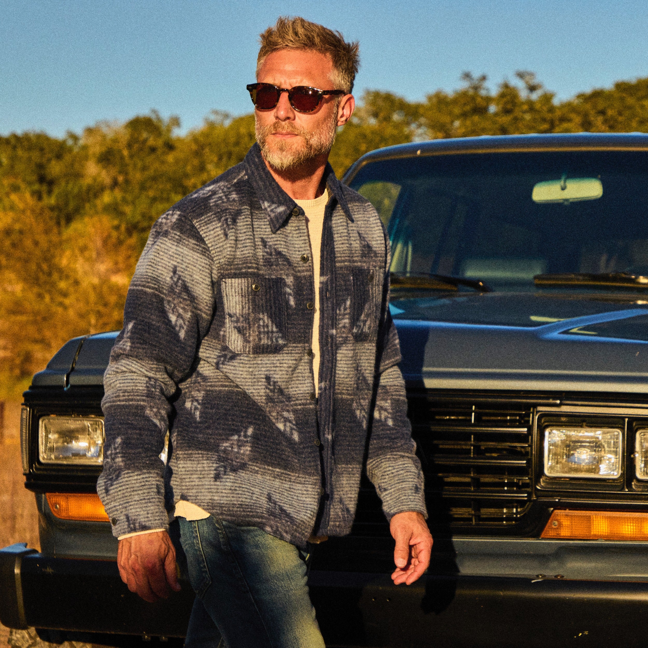 Roland Jacquard Overshirt - Navy - Image 2