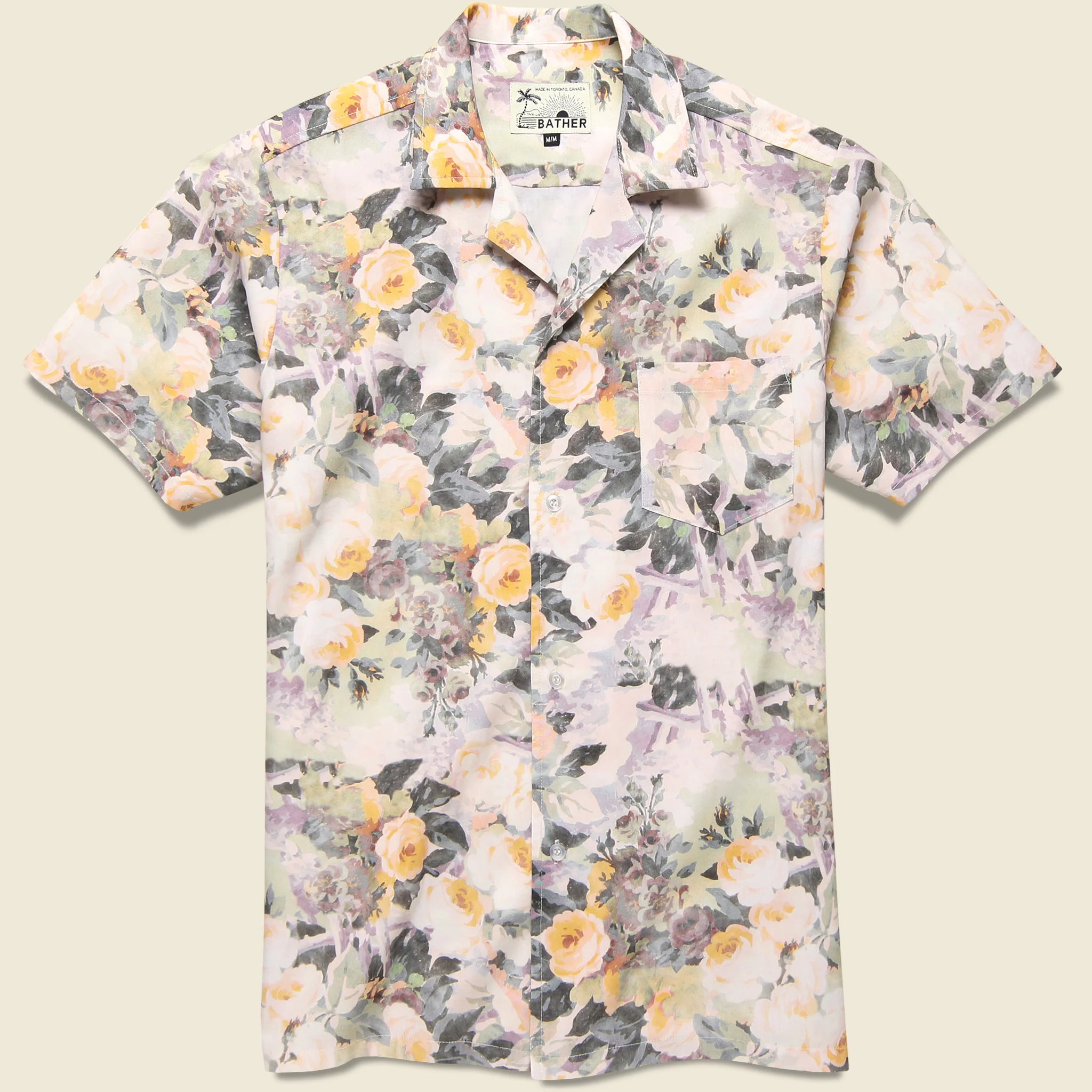 Rose Foliage Camp Shirt - Tuscany Yellow