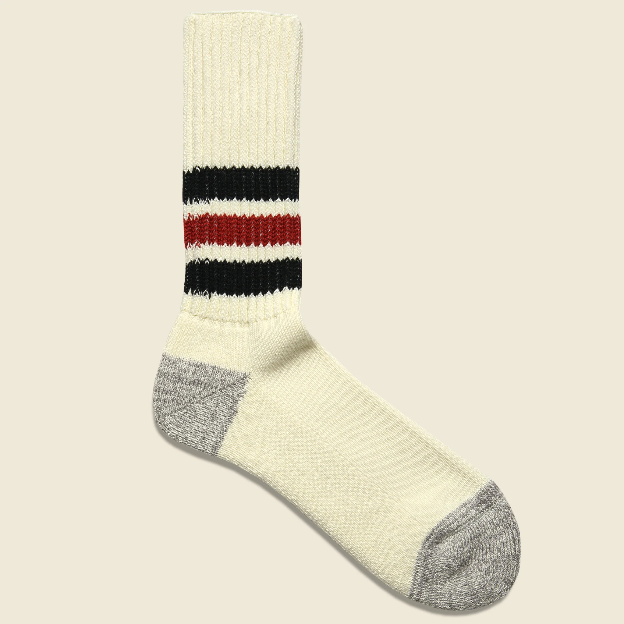 Coarse Ribbed Old School Sock - Black/Red