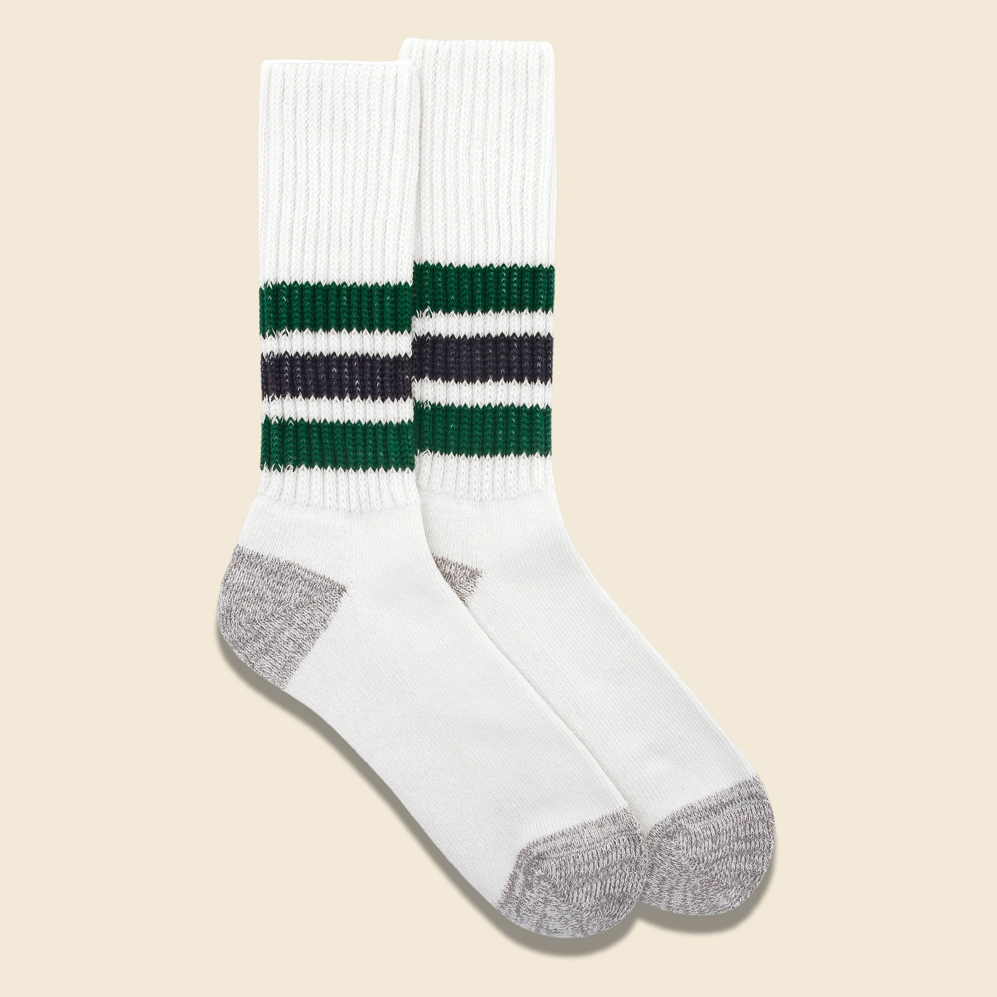 Coarse Ribbed Old School Sock - Green/Charcoal
