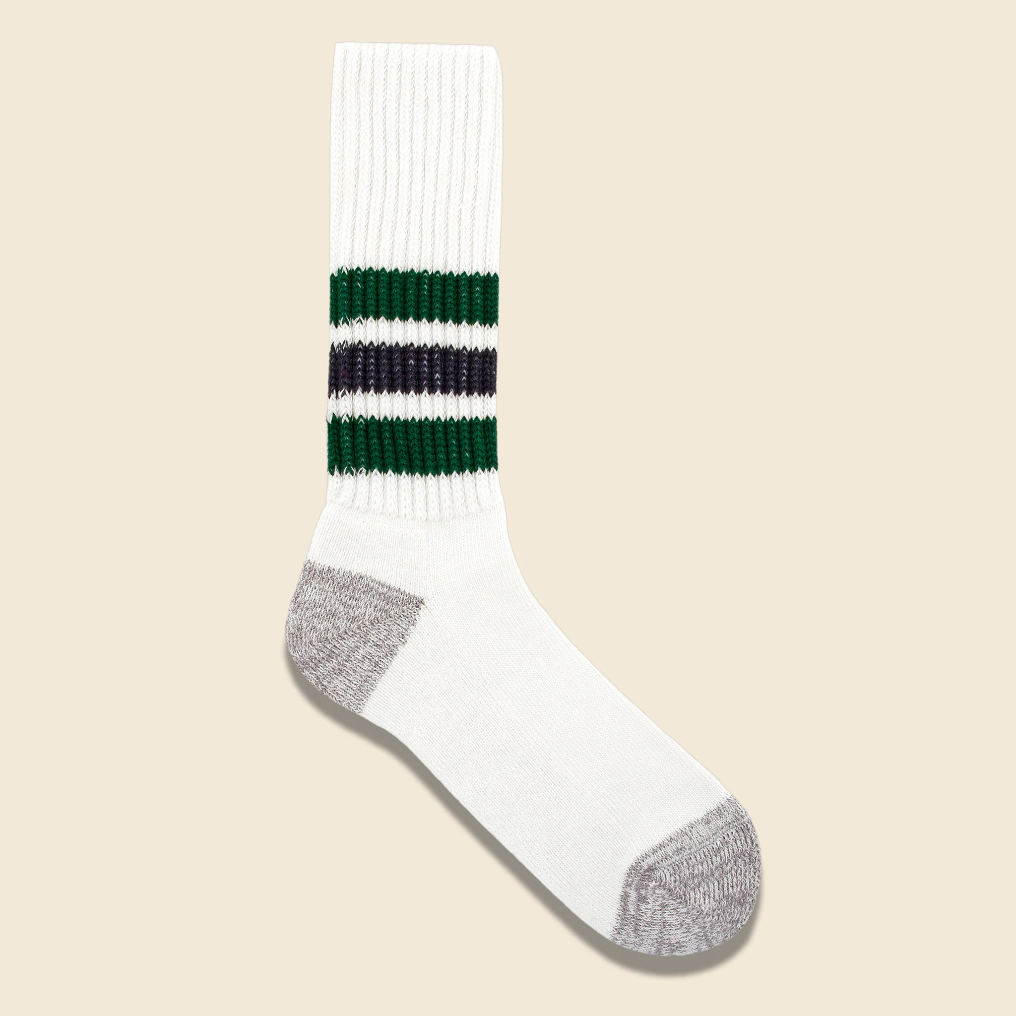 Coarse Ribbed Old School Sock - Green/Charcoal - Image 2