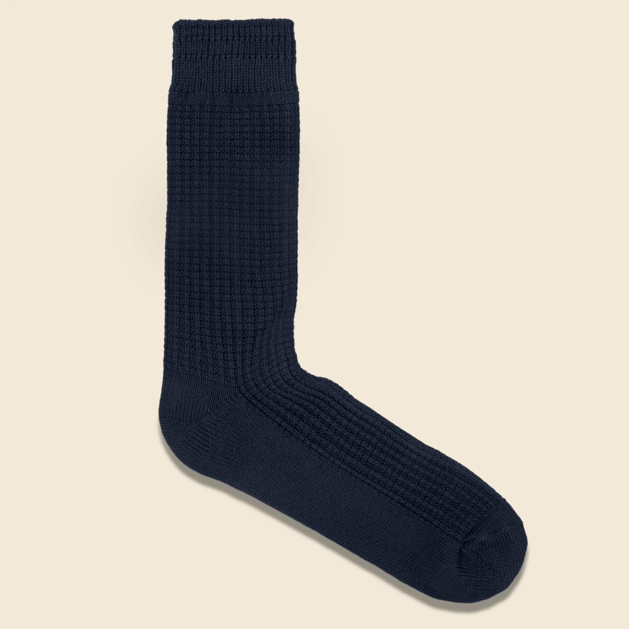 Cotton Waffle Sock - Navy