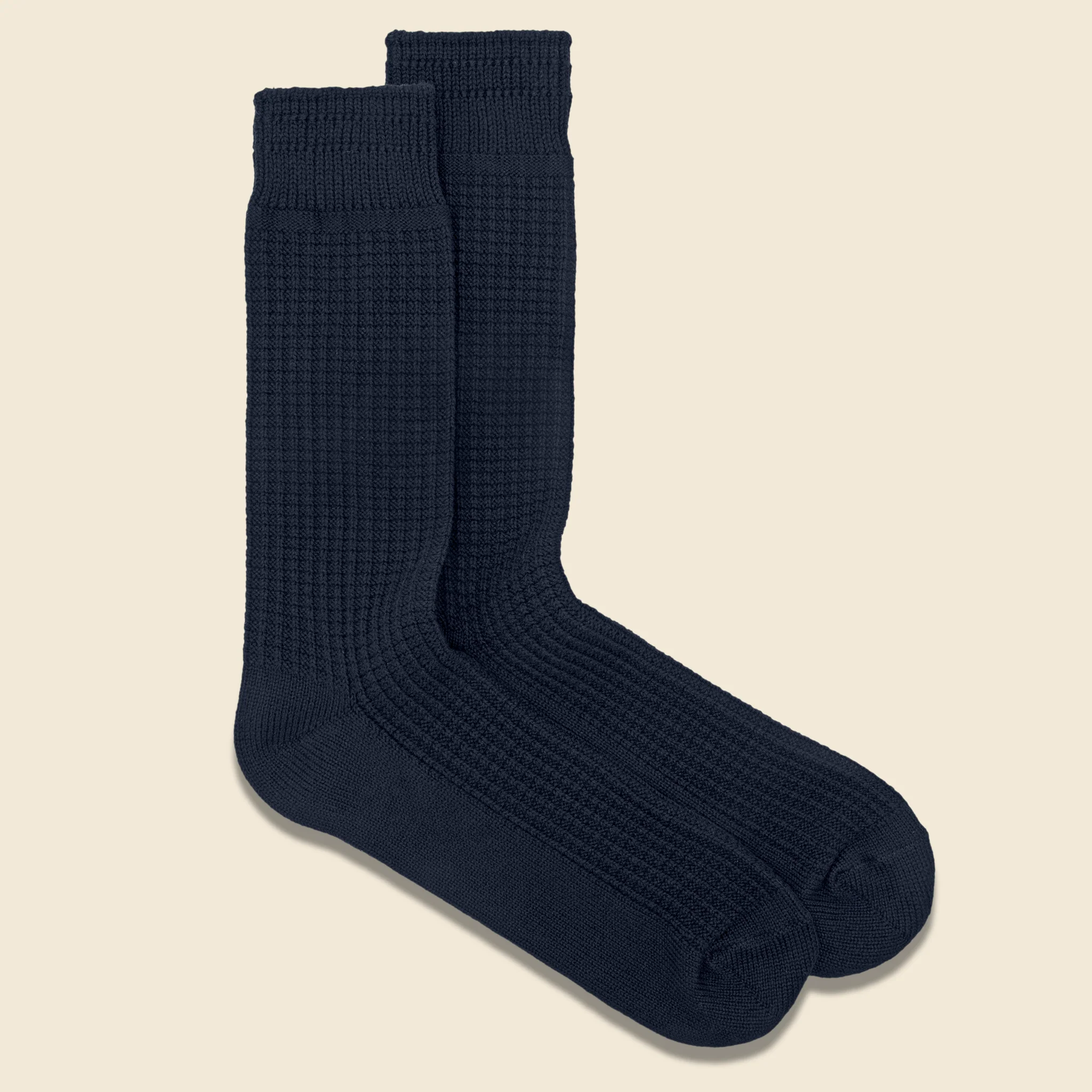 Cotton Waffle Sock - Navy - Image 2