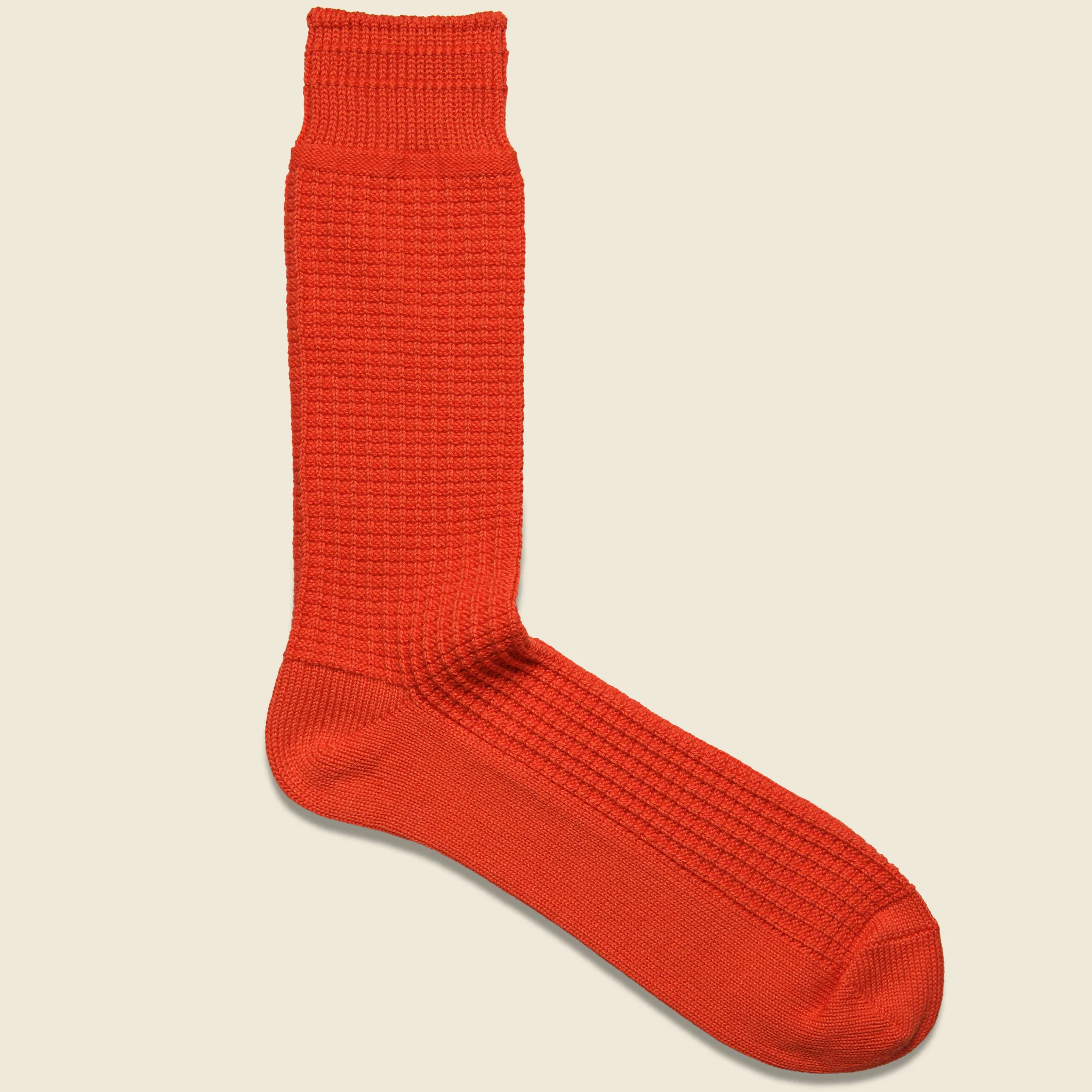 Cotton Waffle Sock - Poppy Red