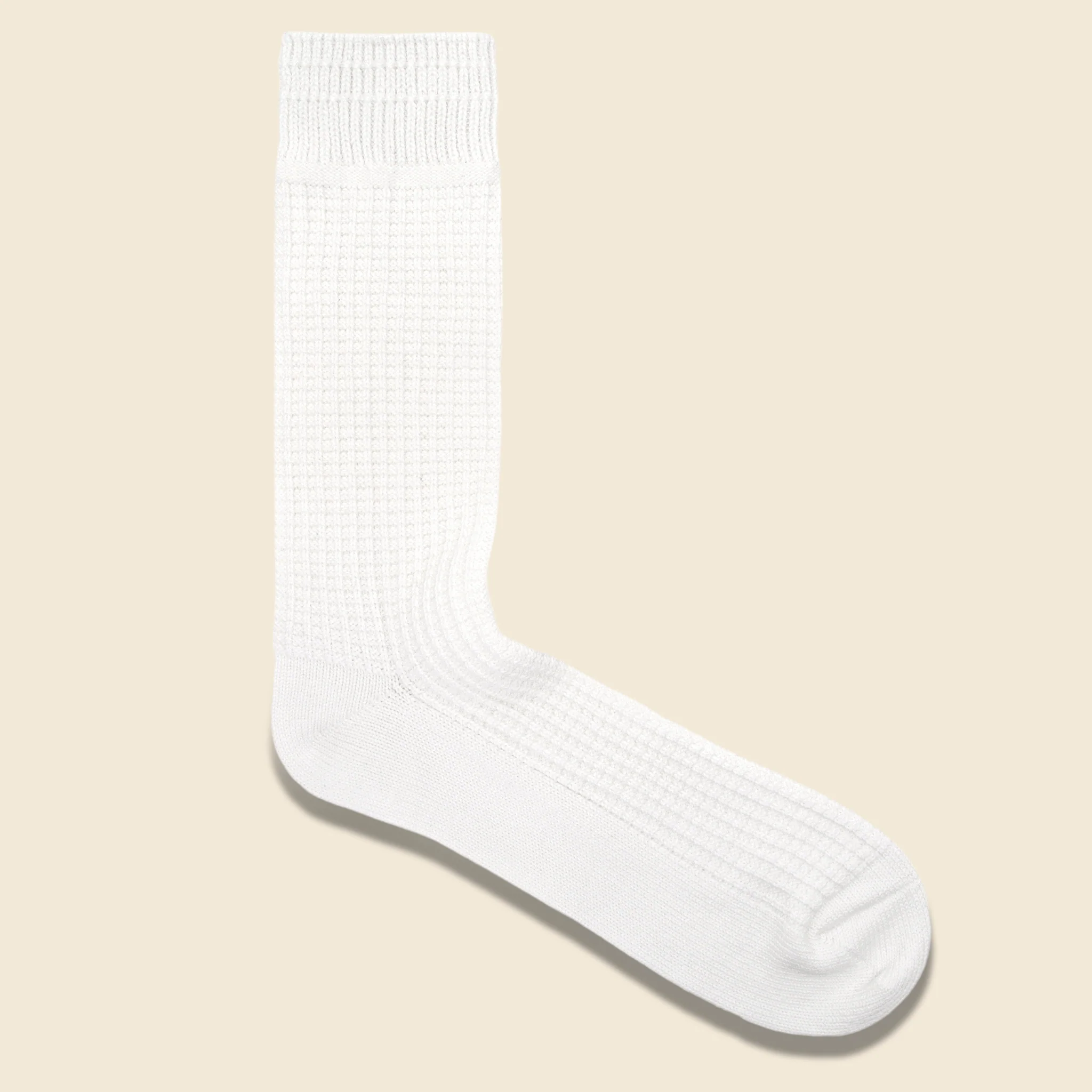 Cotton Waffle Sock - White