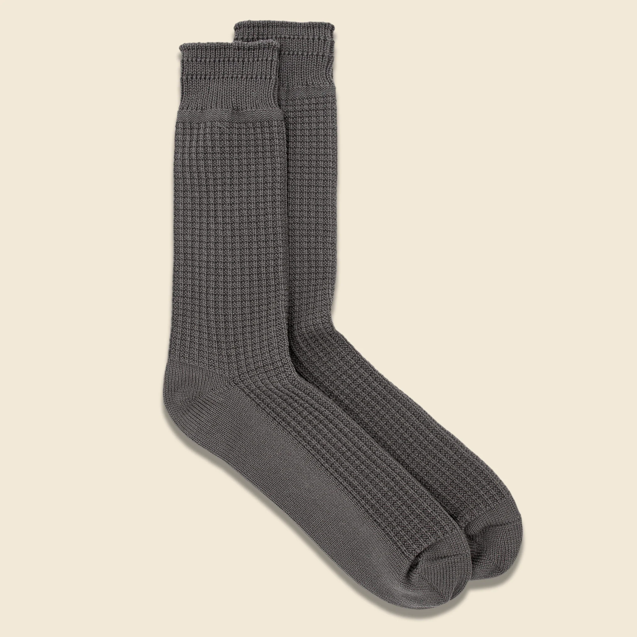 Cotton Waffle Sock - Charcoal - Image 2