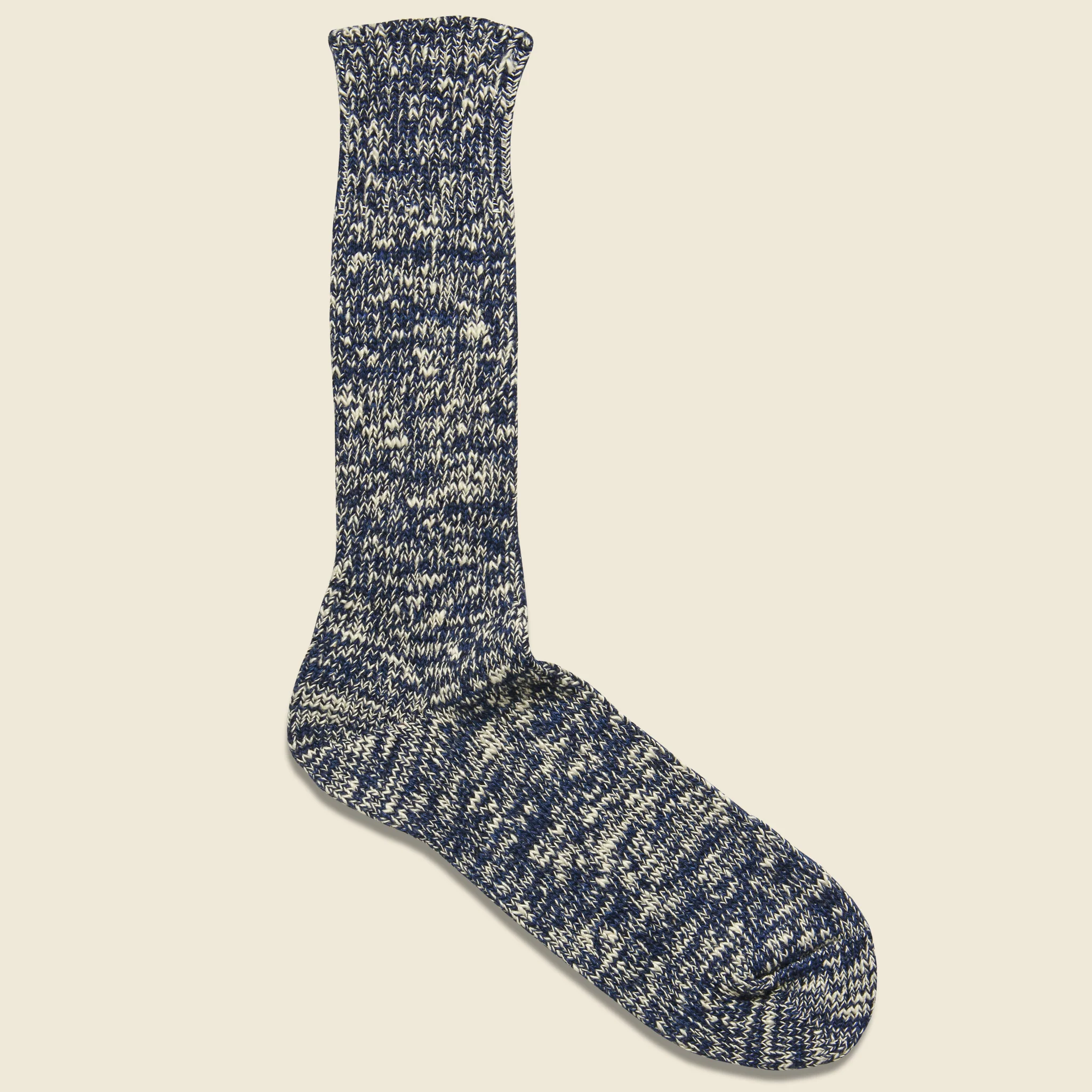 Low Gauge Slub Crew Sock - Navy