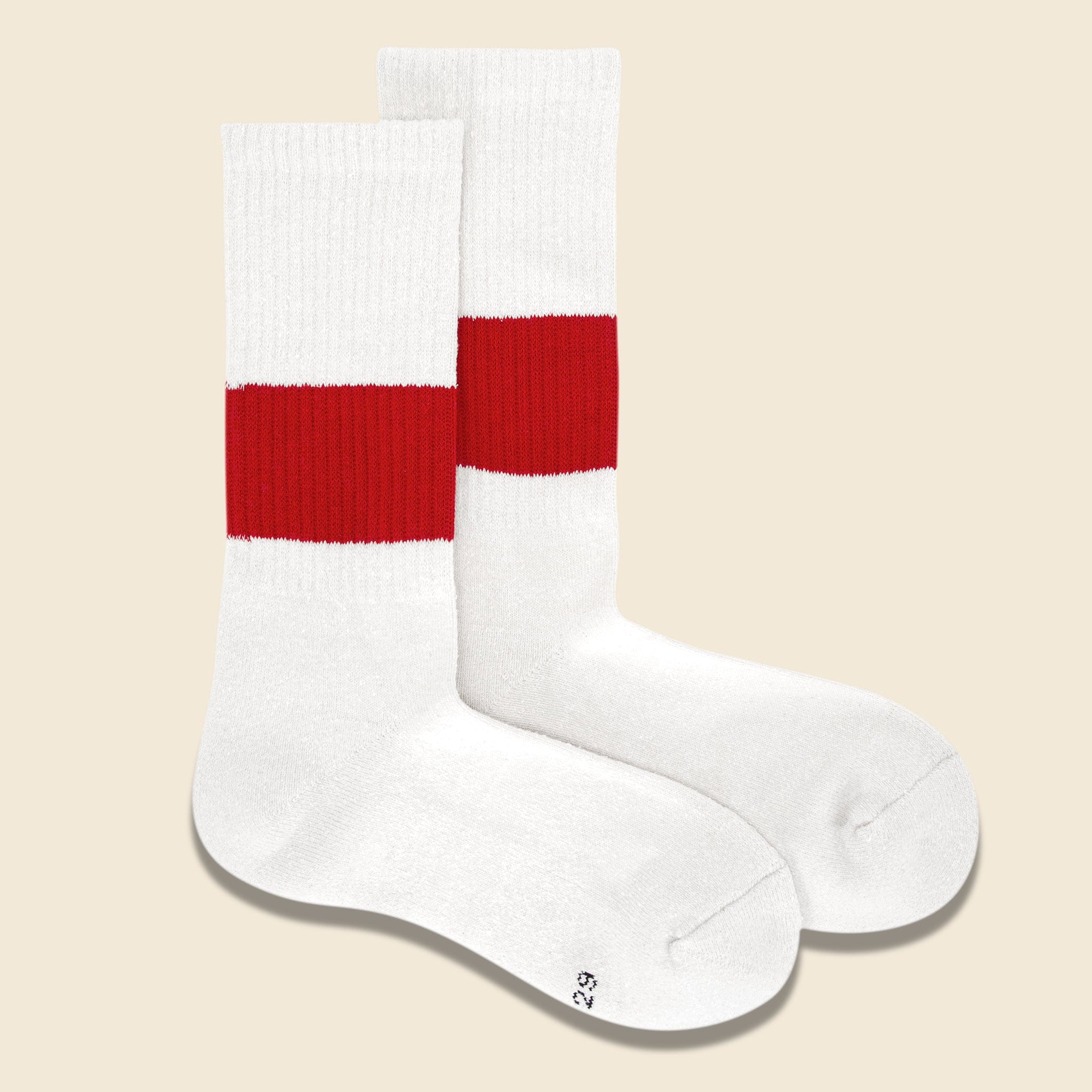 Silk Cotton Classic Crew Sock - Ivory/Red - Image 2