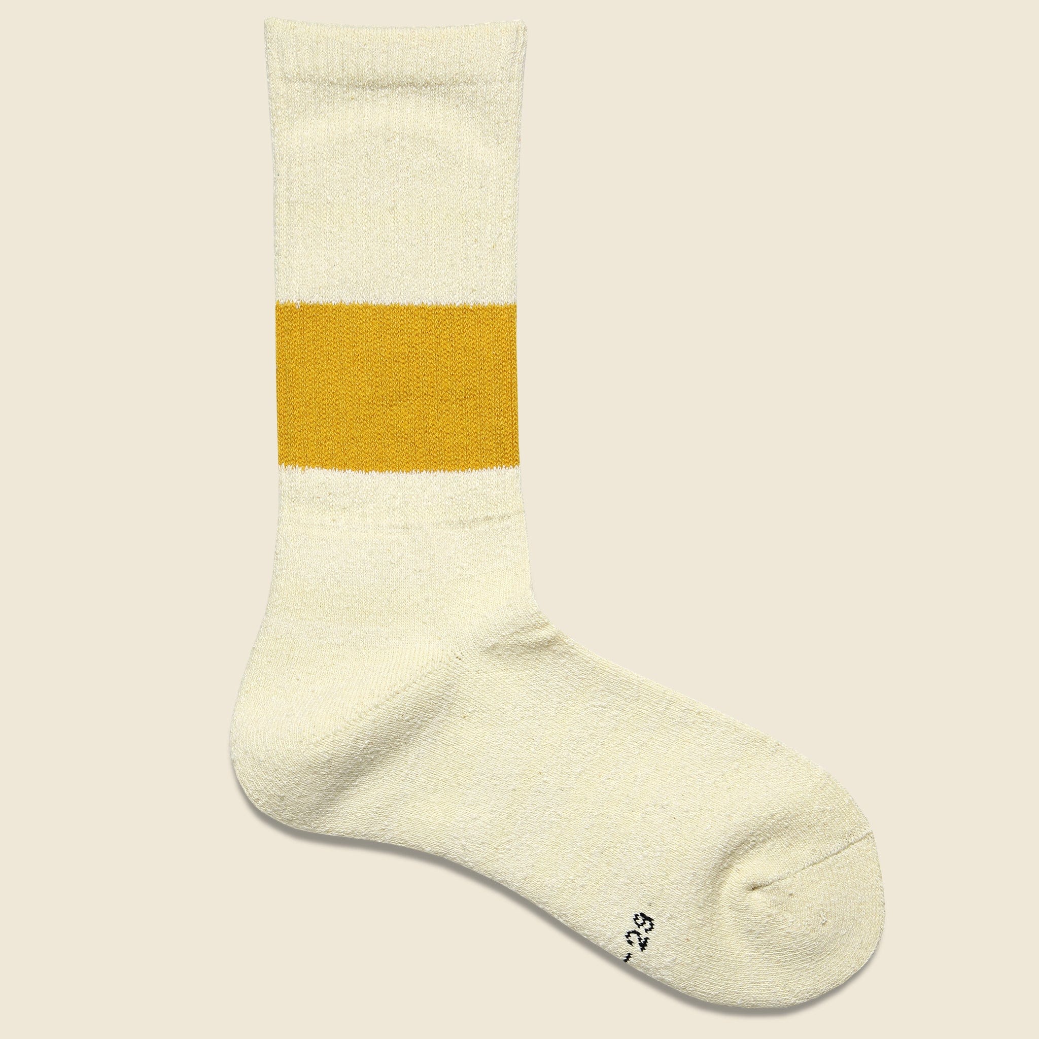 Silk Cotton Classic Crew Sock - Ivory/Yellow