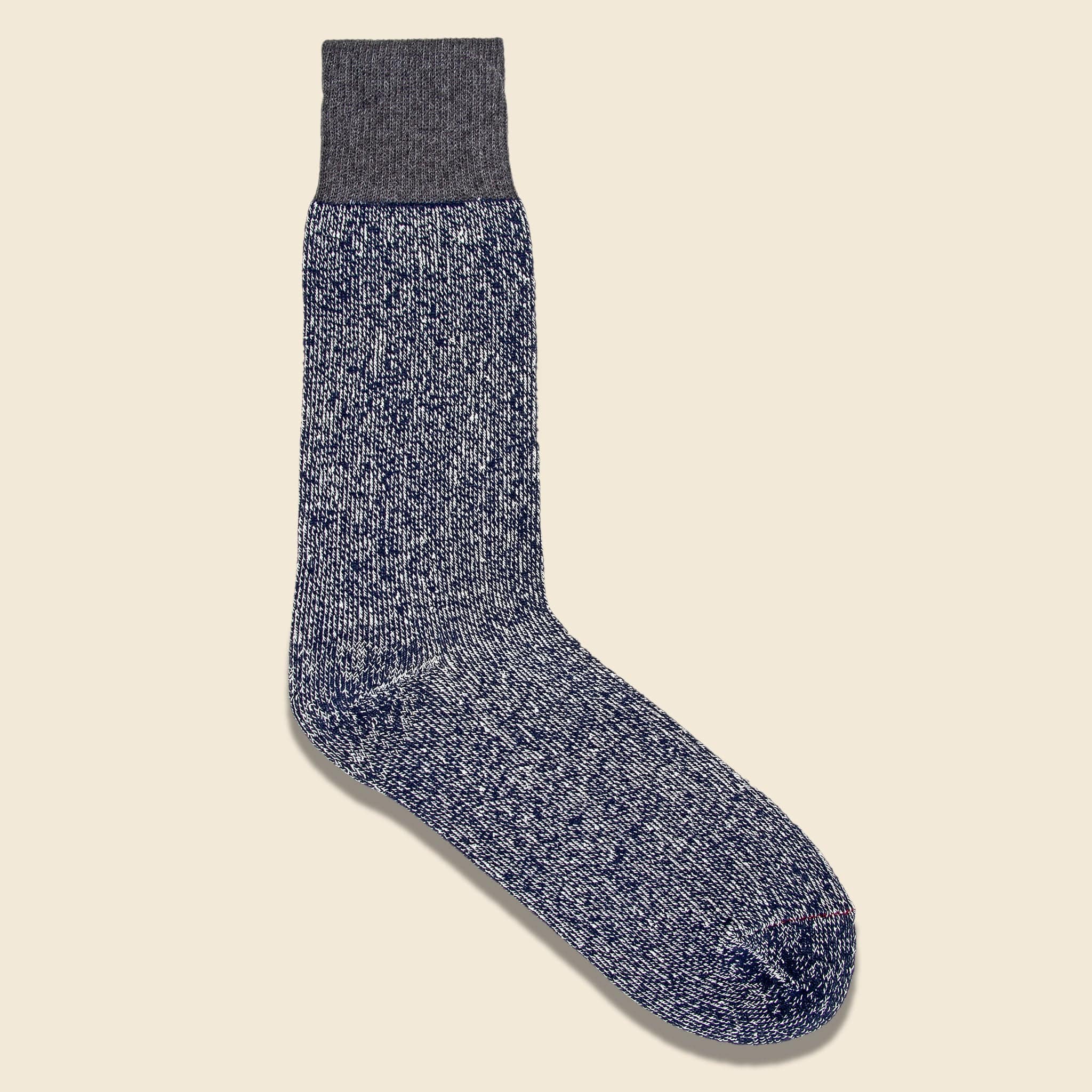 Silk & Cotton Double Face Sock - Dark Gray/Navy