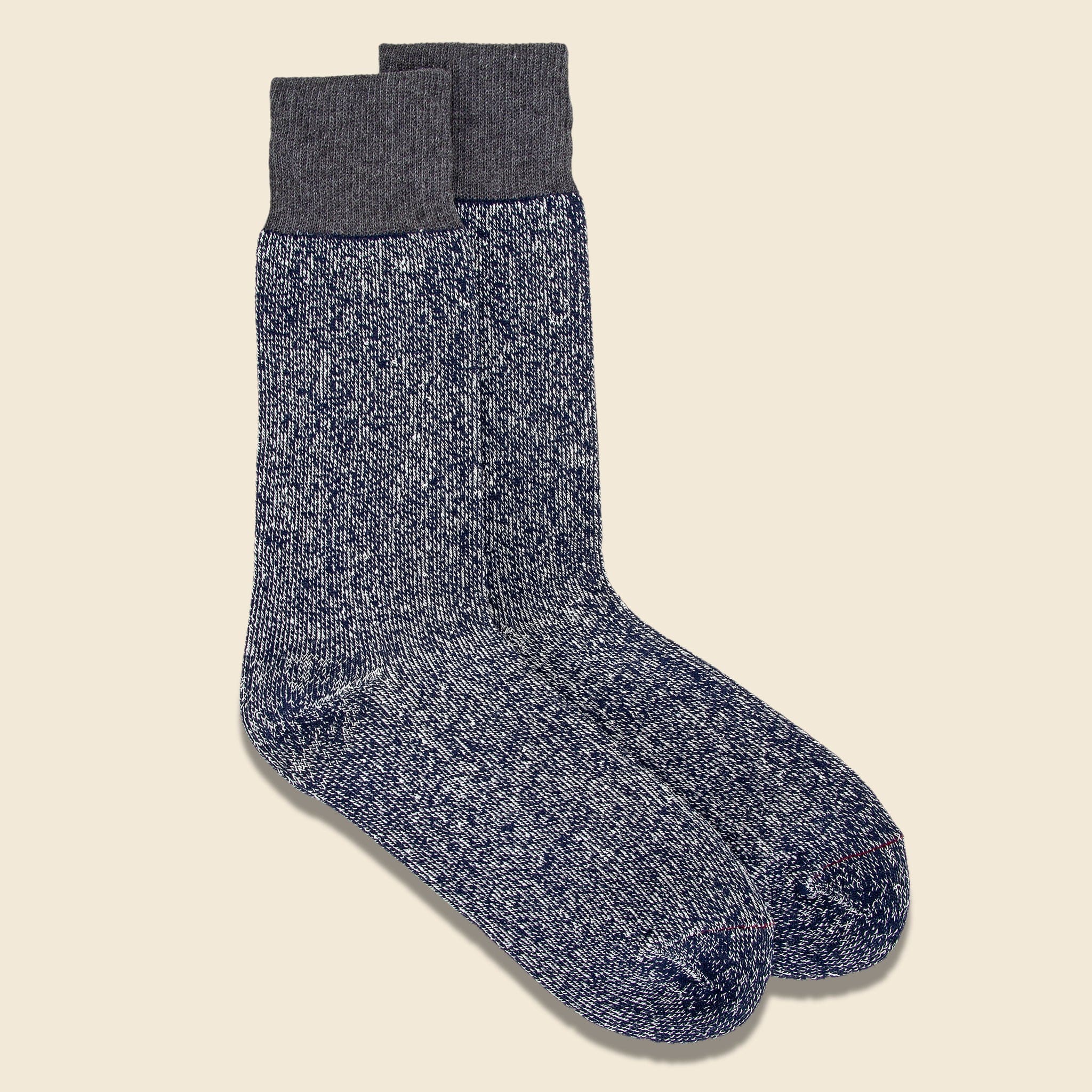 Silk & Cotton Double Face Sock - Dark Gray/Navy - Image 2