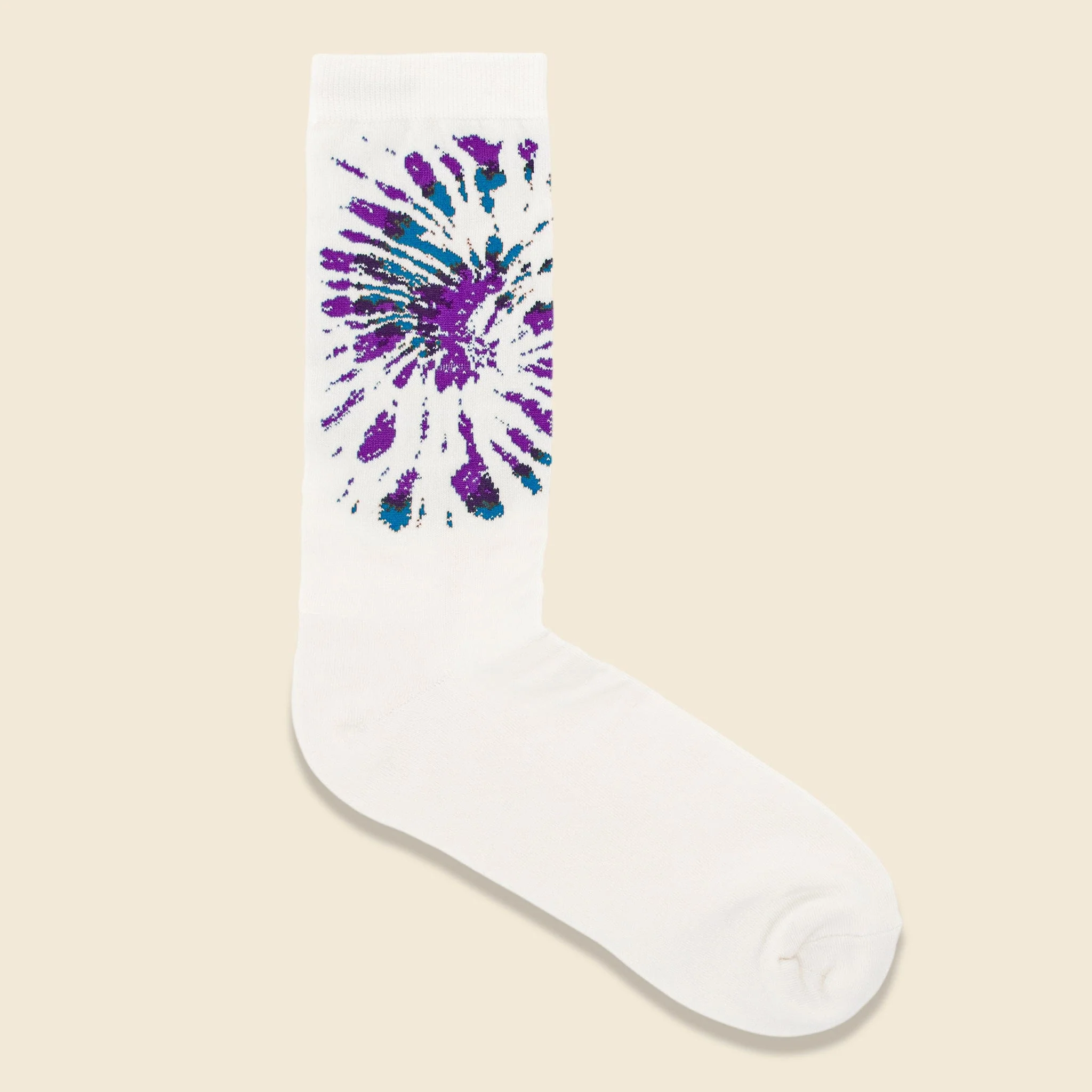 Tie Dye Pattern Crew Sock - Purple/Sax