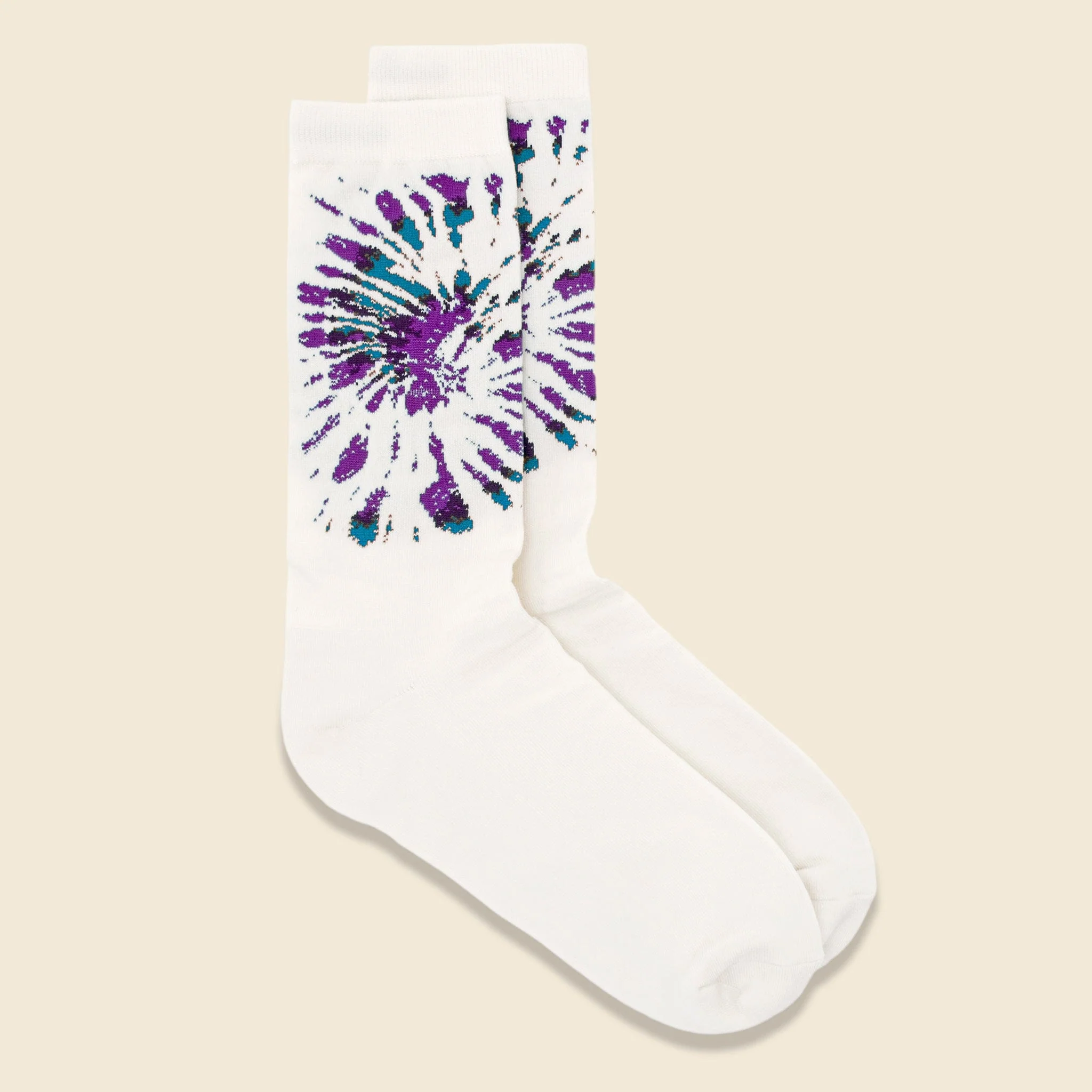 Tie Dye Pattern Crew Sock - Purple/Sax - Image 2