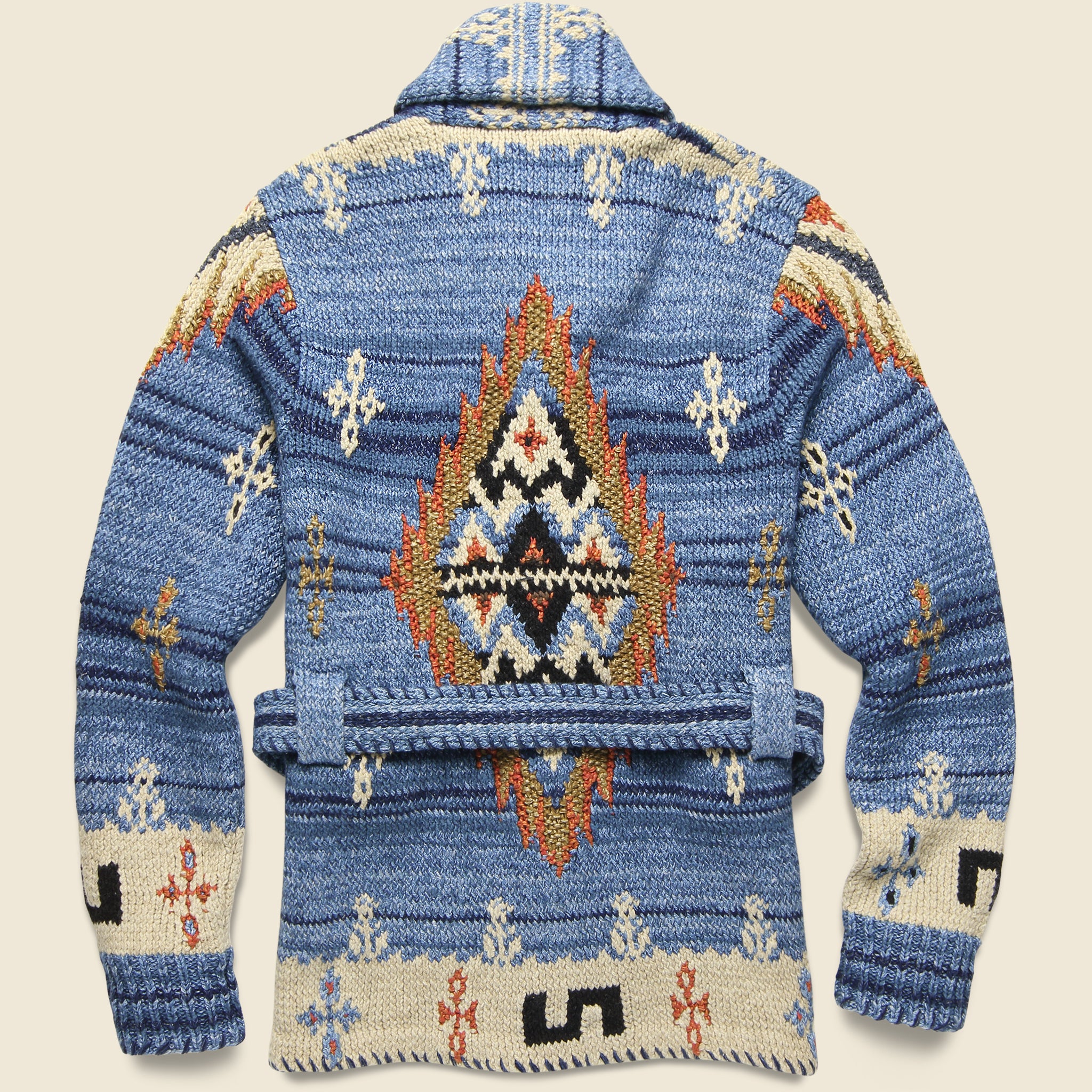 Hand-Knit Indigo Ranch Cardigan - Indigo/Cream - Image 2