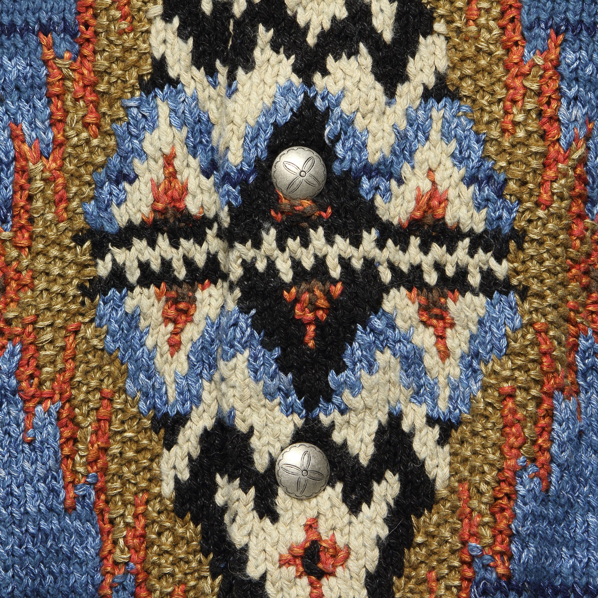 Hand-Knit Indigo Ranch Cardigan - Indigo/Cream - Image 3