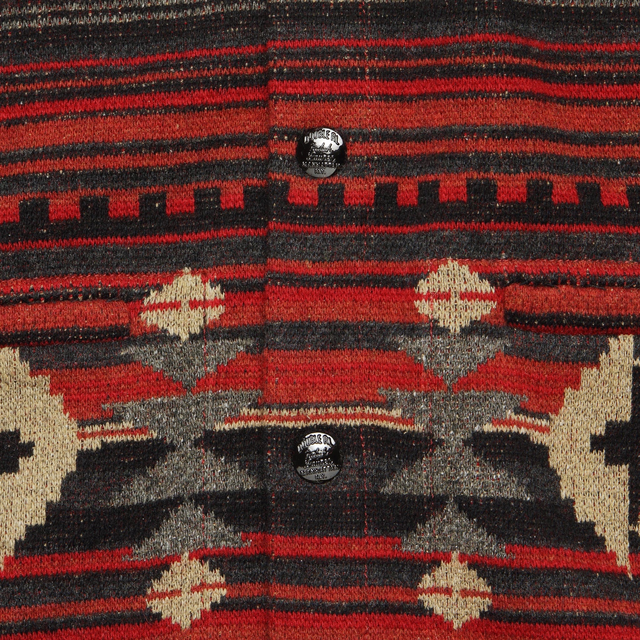 Wool-Blend Jacquard Workshirt Sweater - Red/Black - Image 3