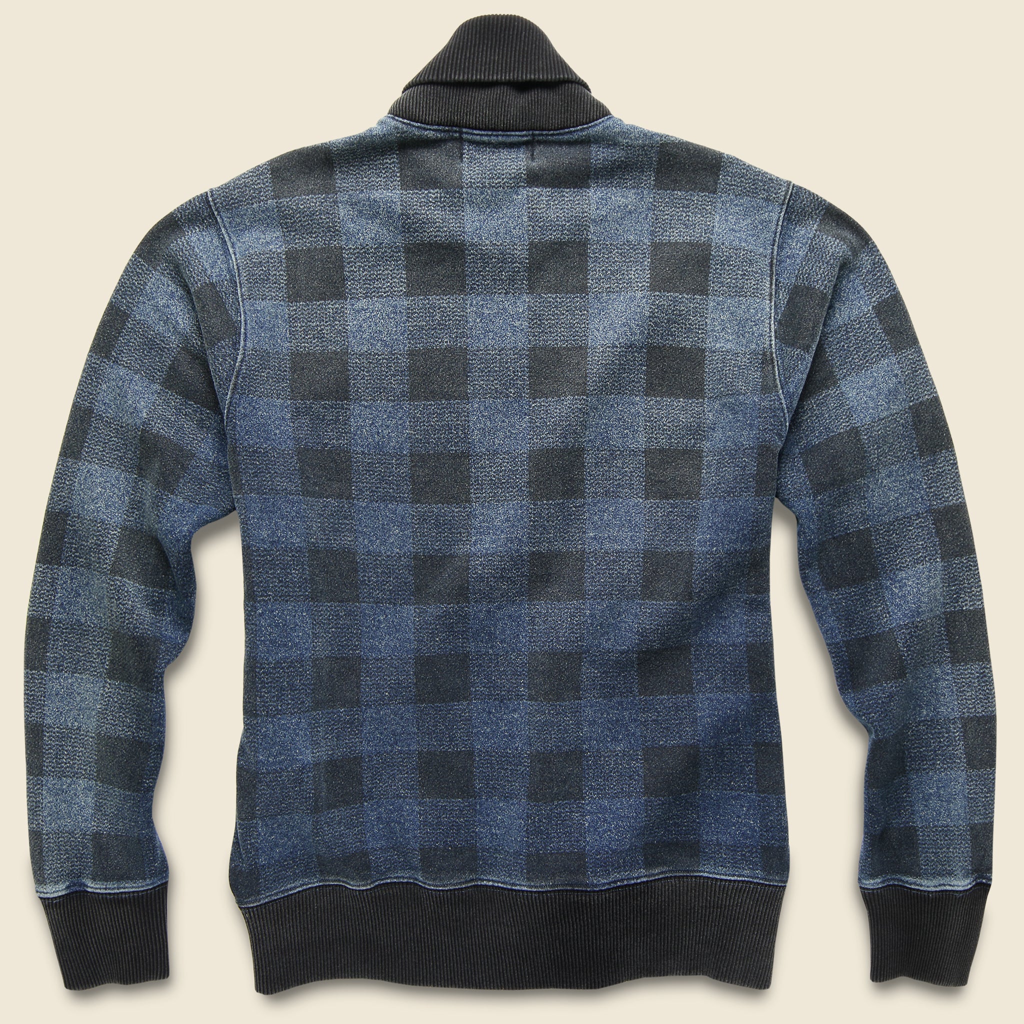 Buffalo Plaid Zip Cardigan - Washed Indigo - Image 2