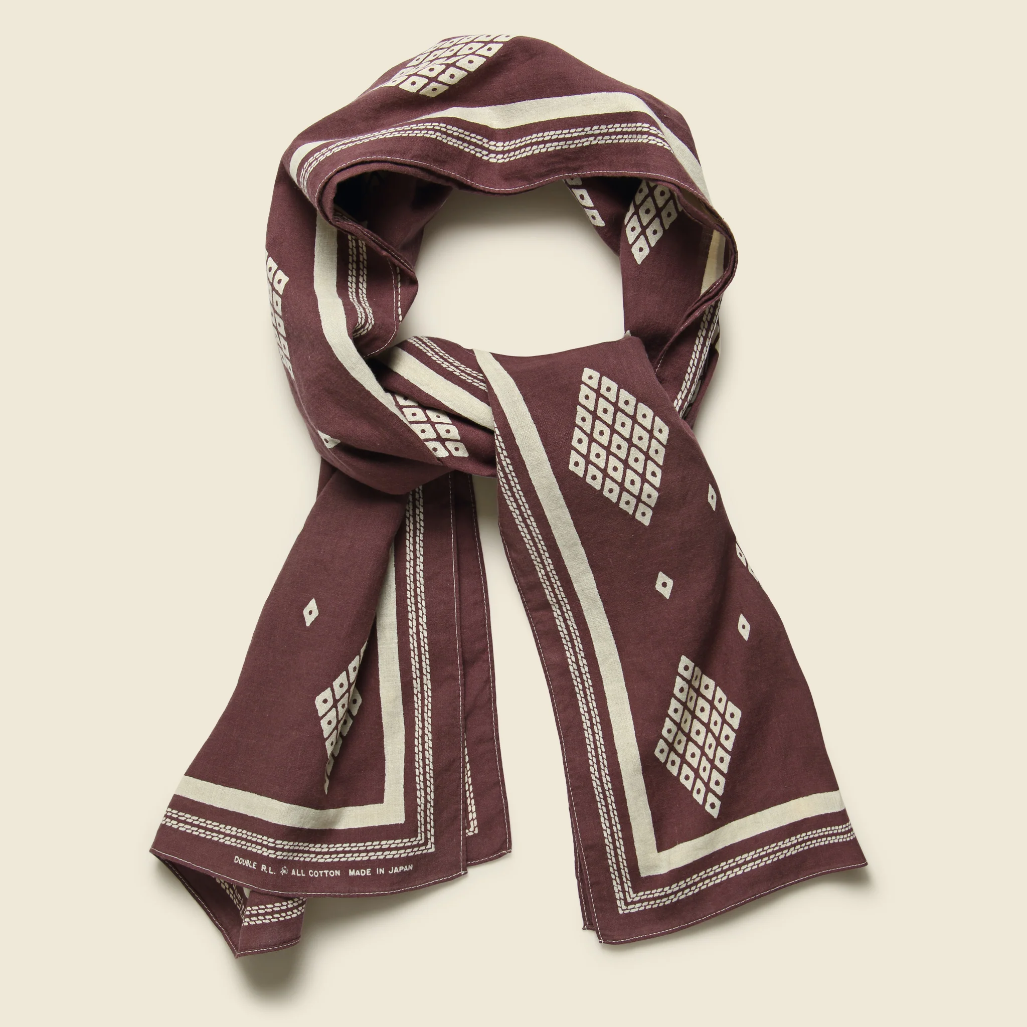 Bandana Scarf - Faded Burgundy/Cream - Image 2