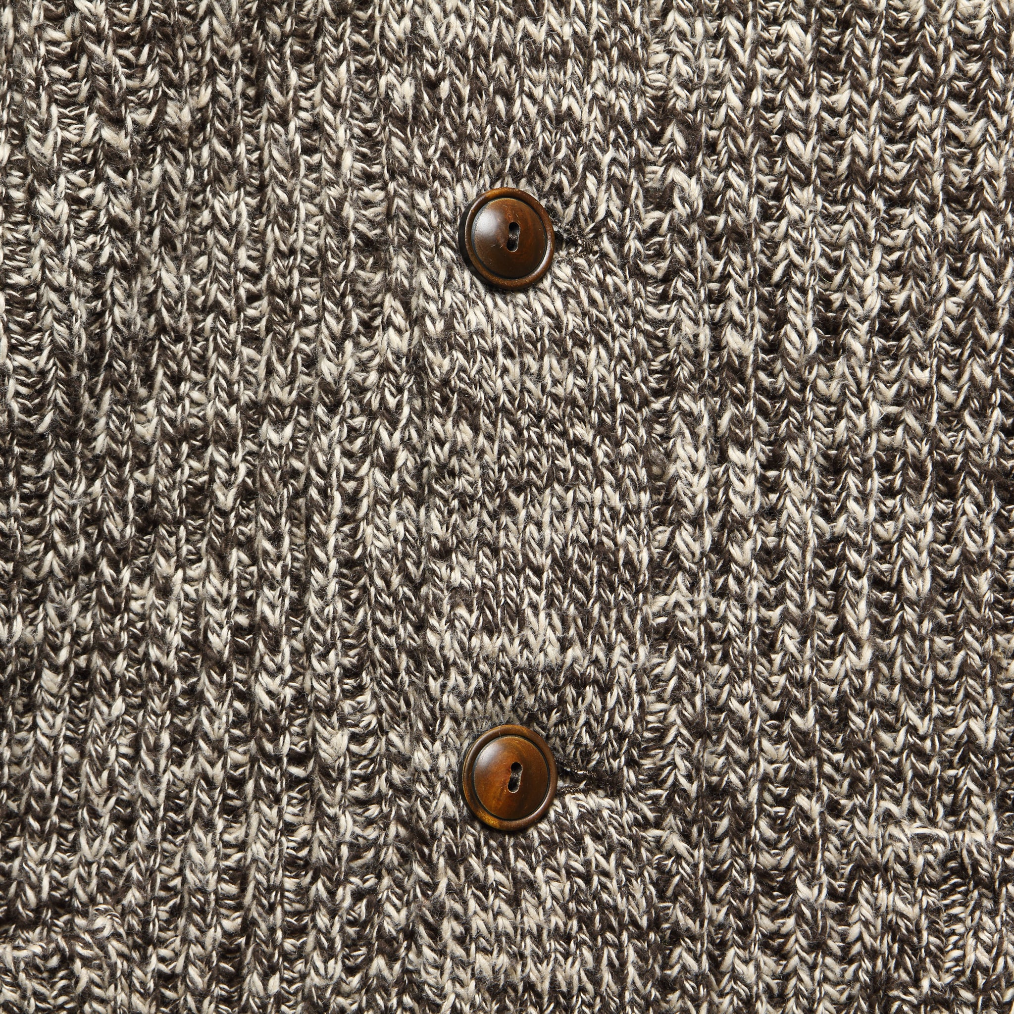 Cotton Shawl-Collar Cardigan - Brown Cream Marl - Image 3