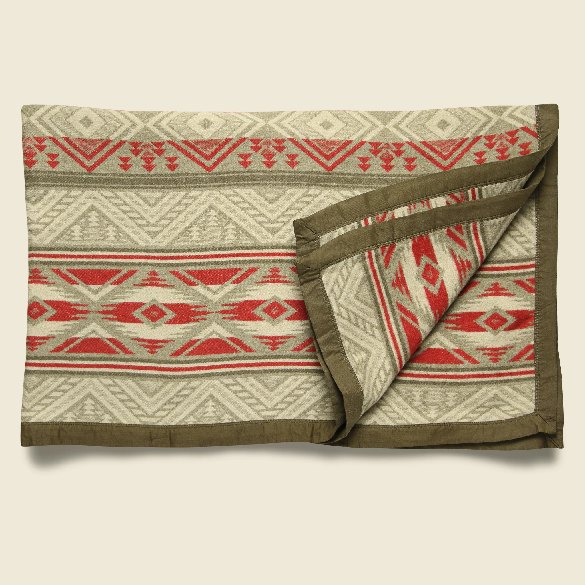 Brushed Beach Jacquard Camp Blanket - Tan/Red - Image 2