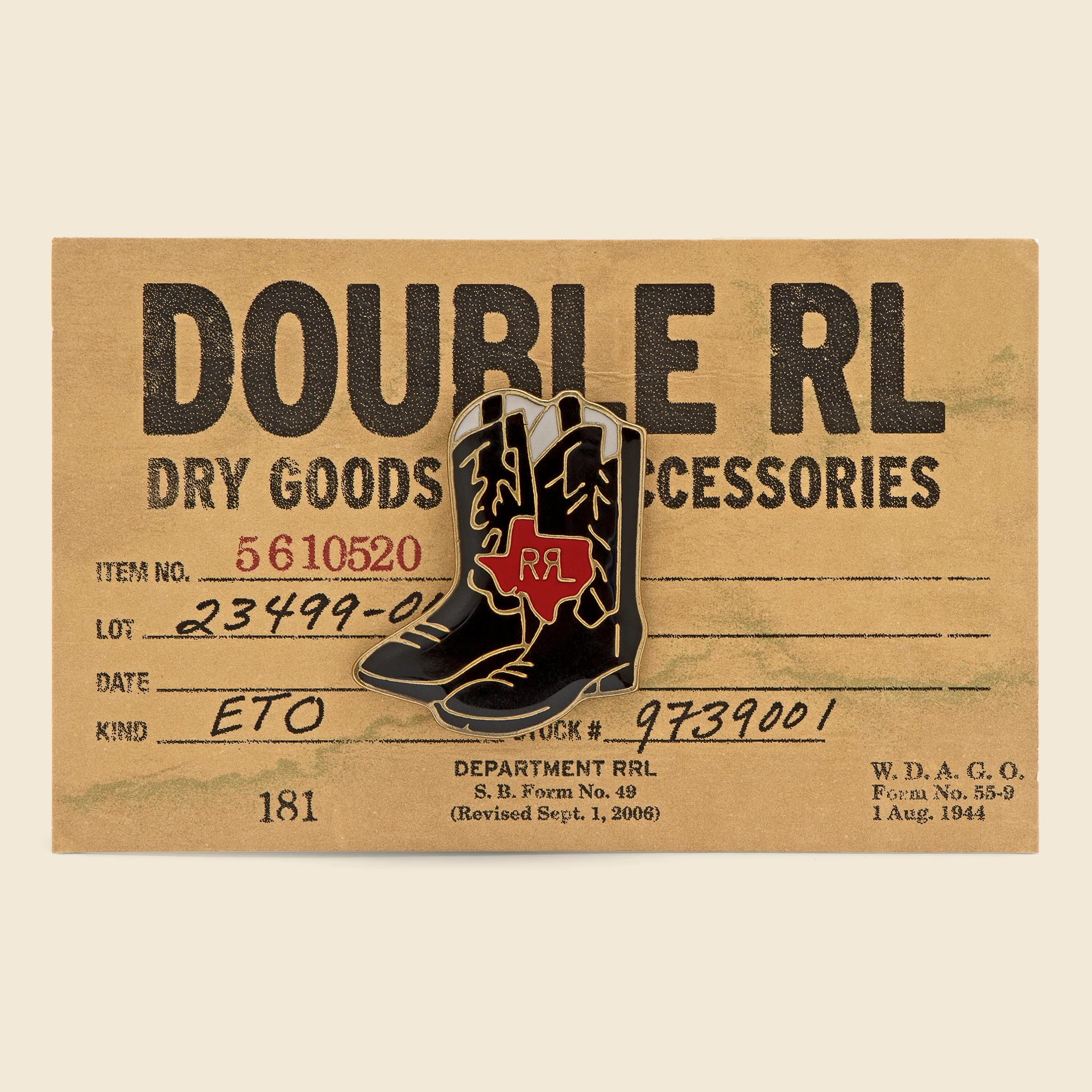 Cowboy Boot Enameled Pin - Black/Red/Silver - Image 2