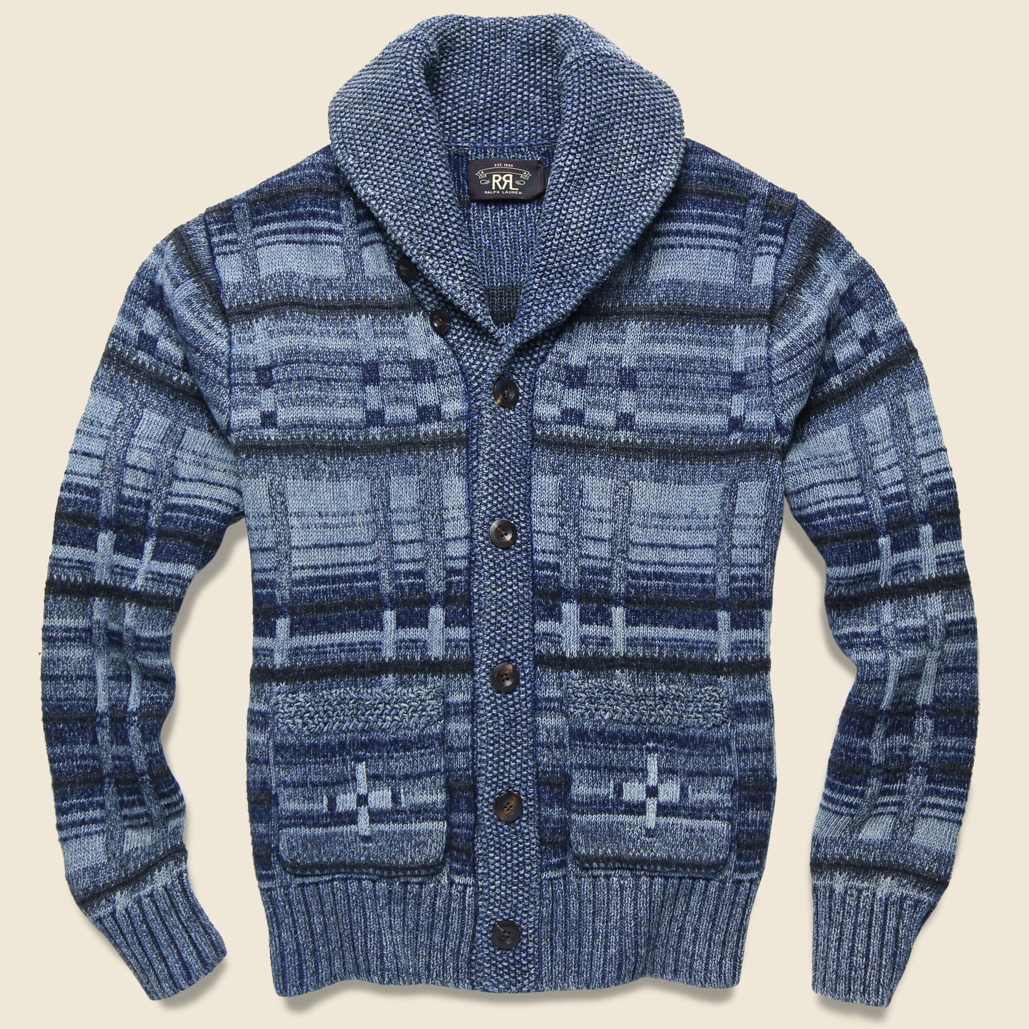 Cowichan Shawl Collar Cardigan - Indigo