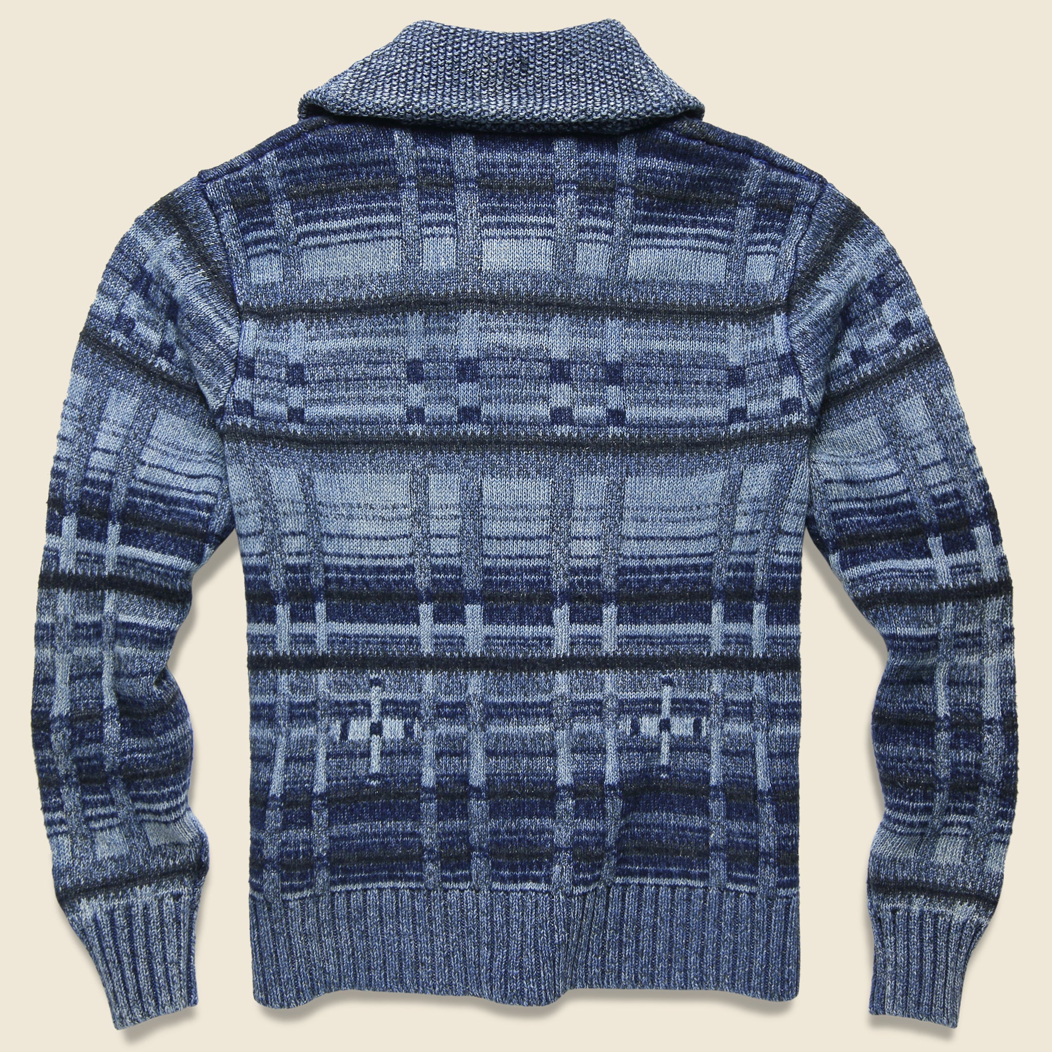 Cowichan Shawl Collar Cardigan - Indigo - Image 2