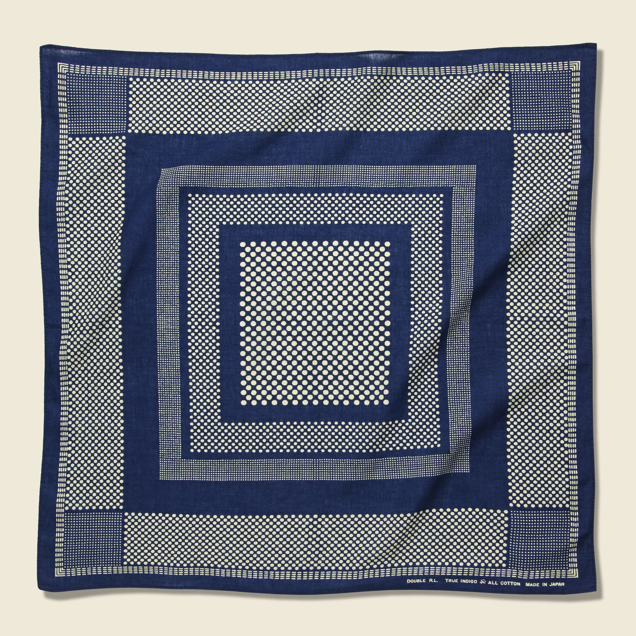 Cotton Dot Print Bandana - Indigo