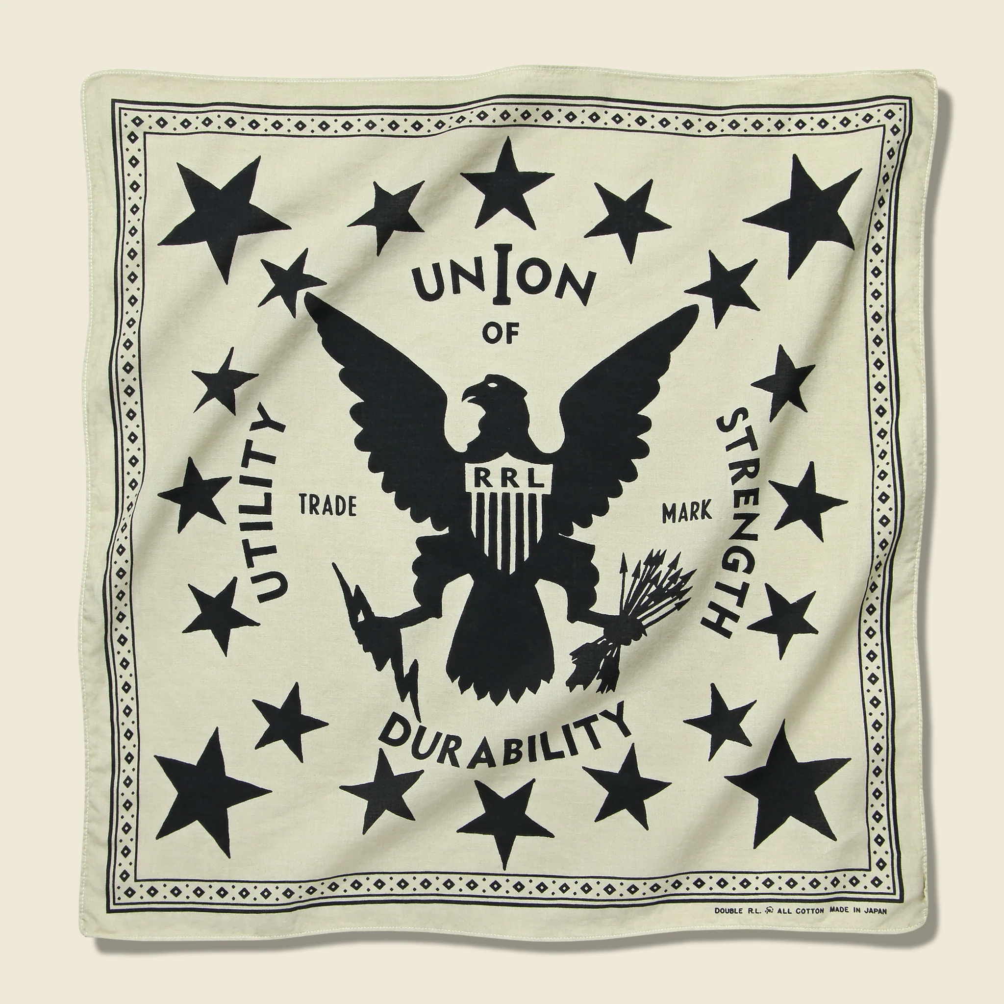 Discharge Print Bandana - Cream/Black