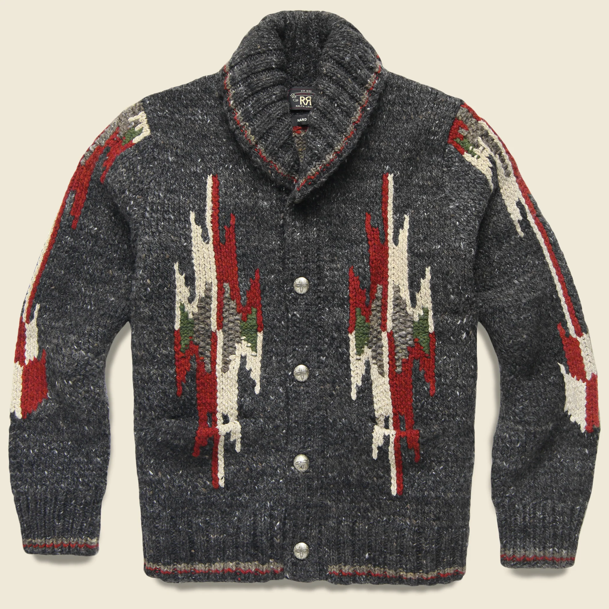 Hand-Knit Wool-Silk Cardigan - Black Multi