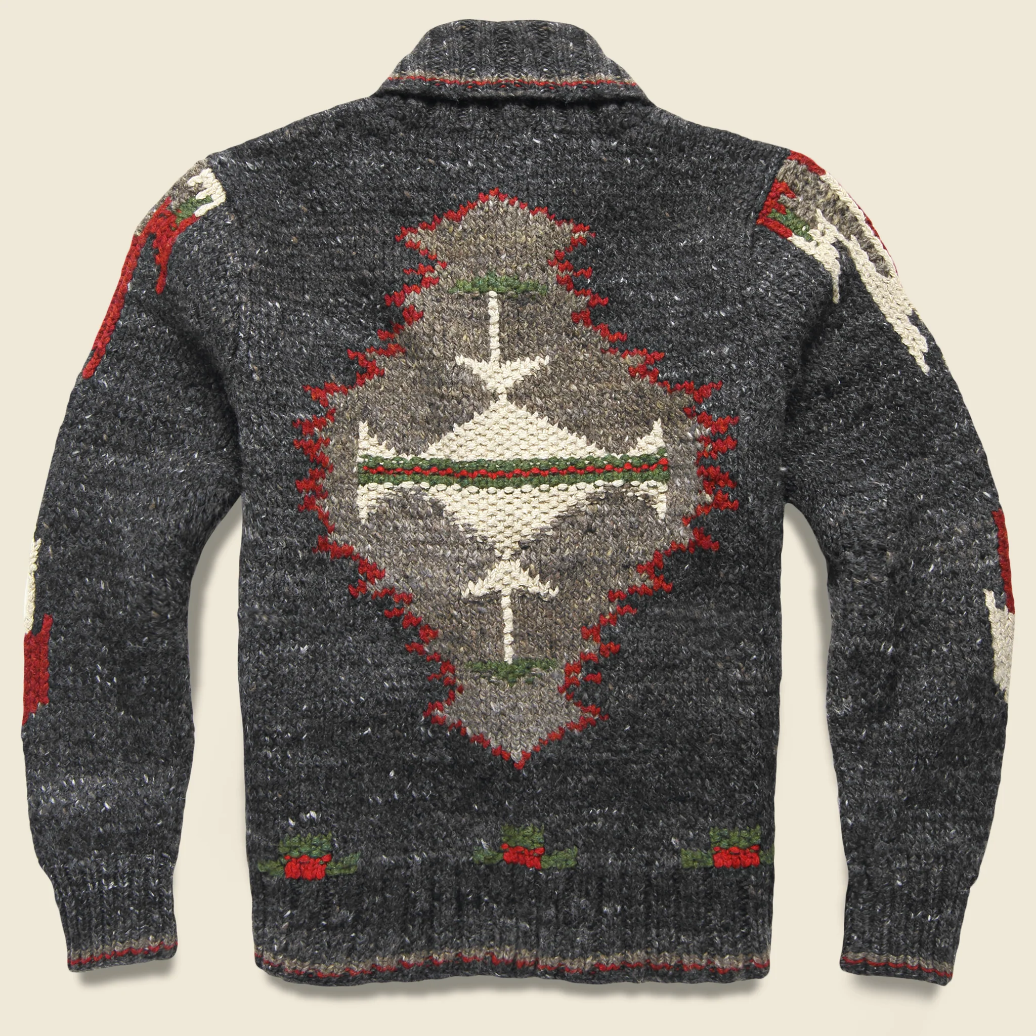 Hand-Knit Wool-Silk Cardigan - Black Multi - Image 2
