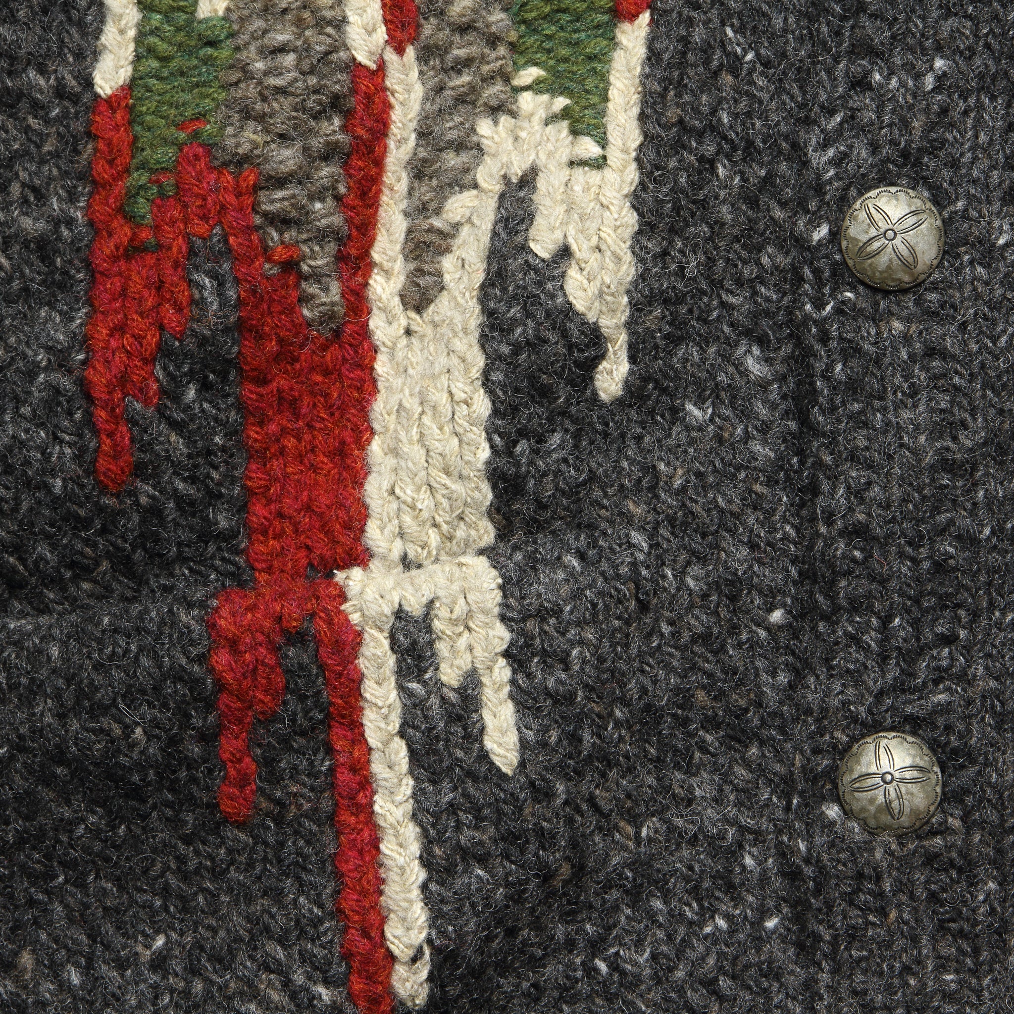 Hand-Knit Wool-Silk Cardigan - Black Multi - Image 3