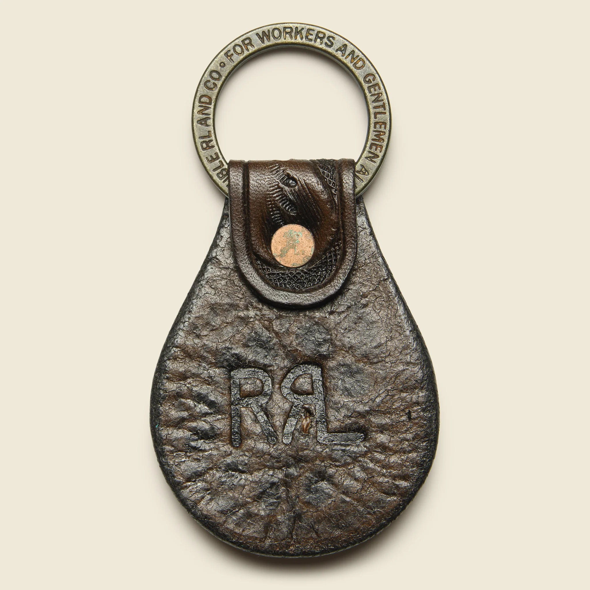 Hand-tooled Leather Key Fob - Brown - Image 2