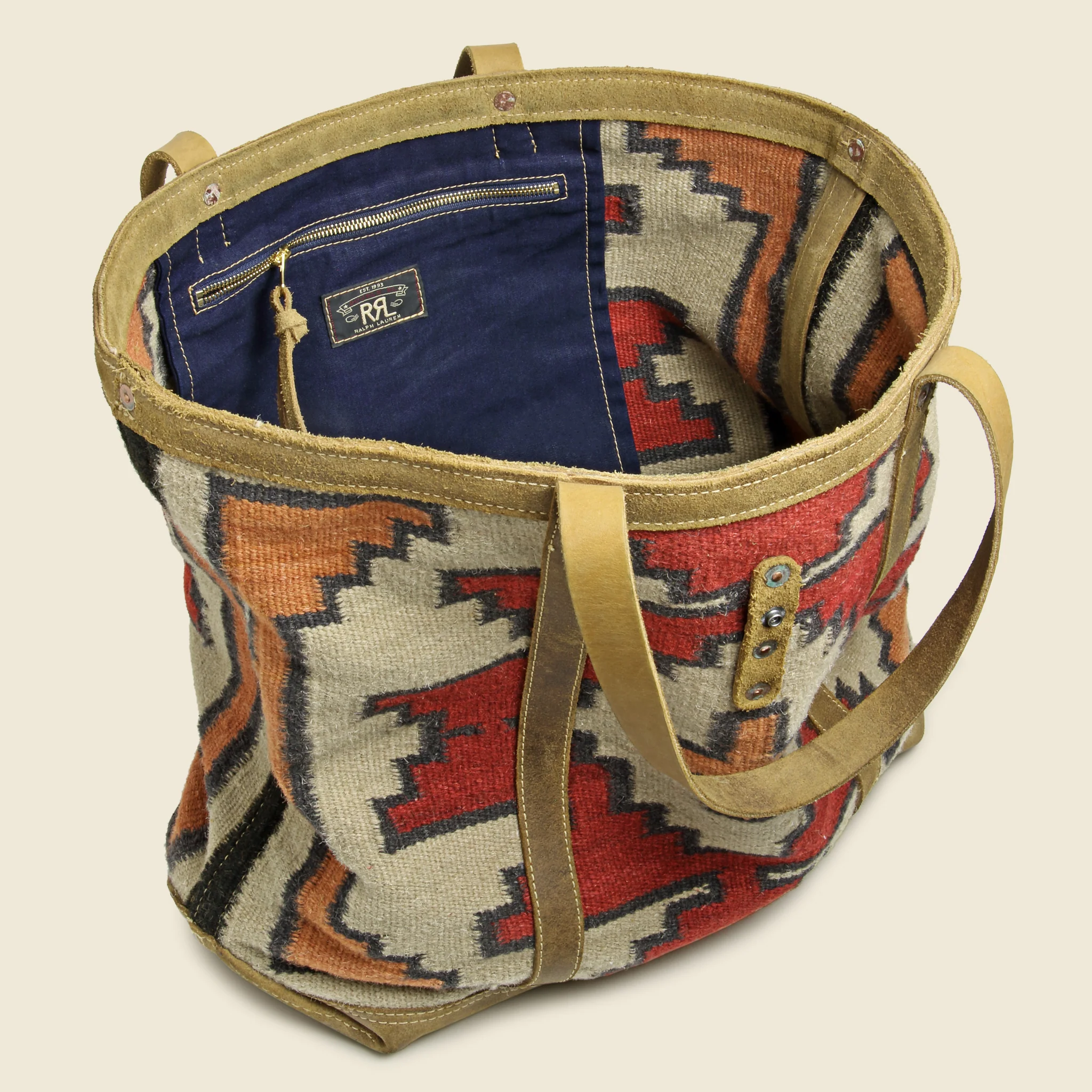Handwoven Rug and Cowhide Murphy Tote - Image 3