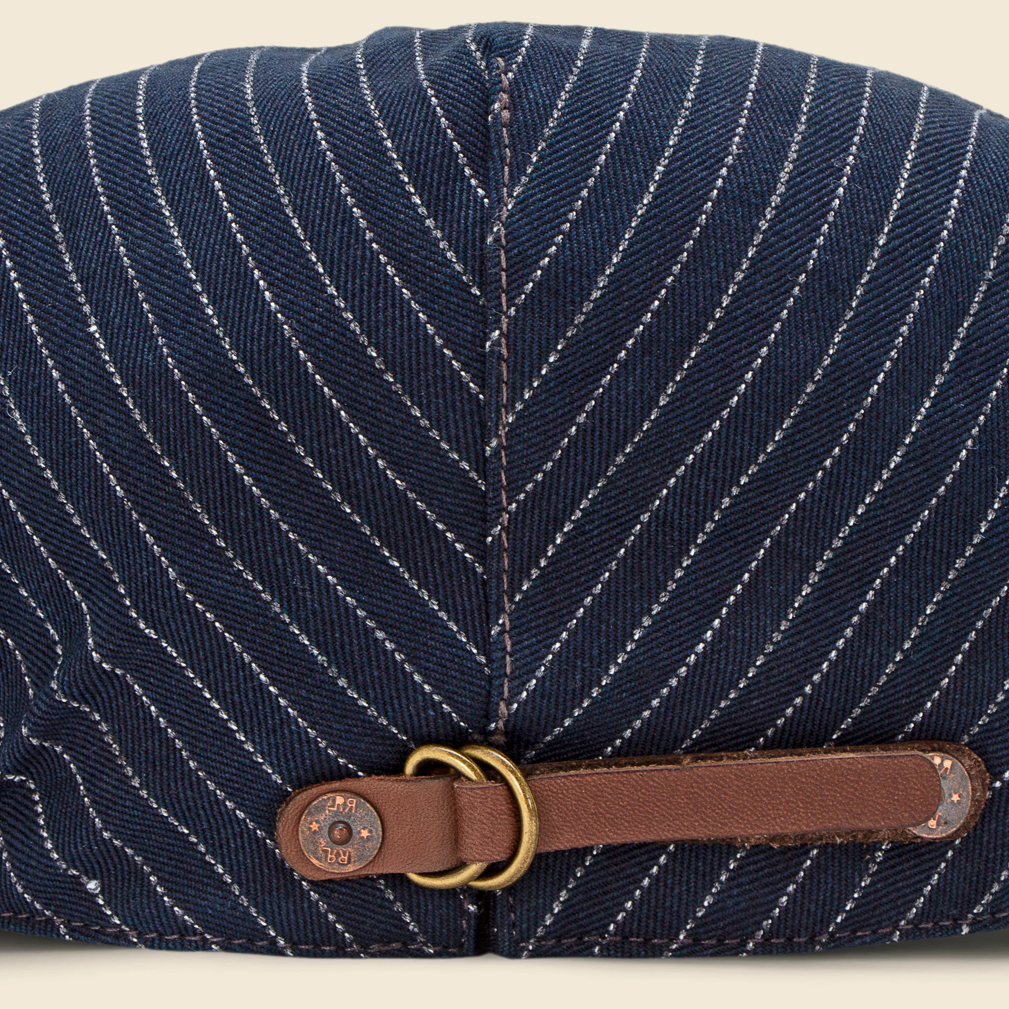 Indigo Striped Herringbone Driver‚Äö√Ñ√¥s Cap - Indigo/White - Image 2