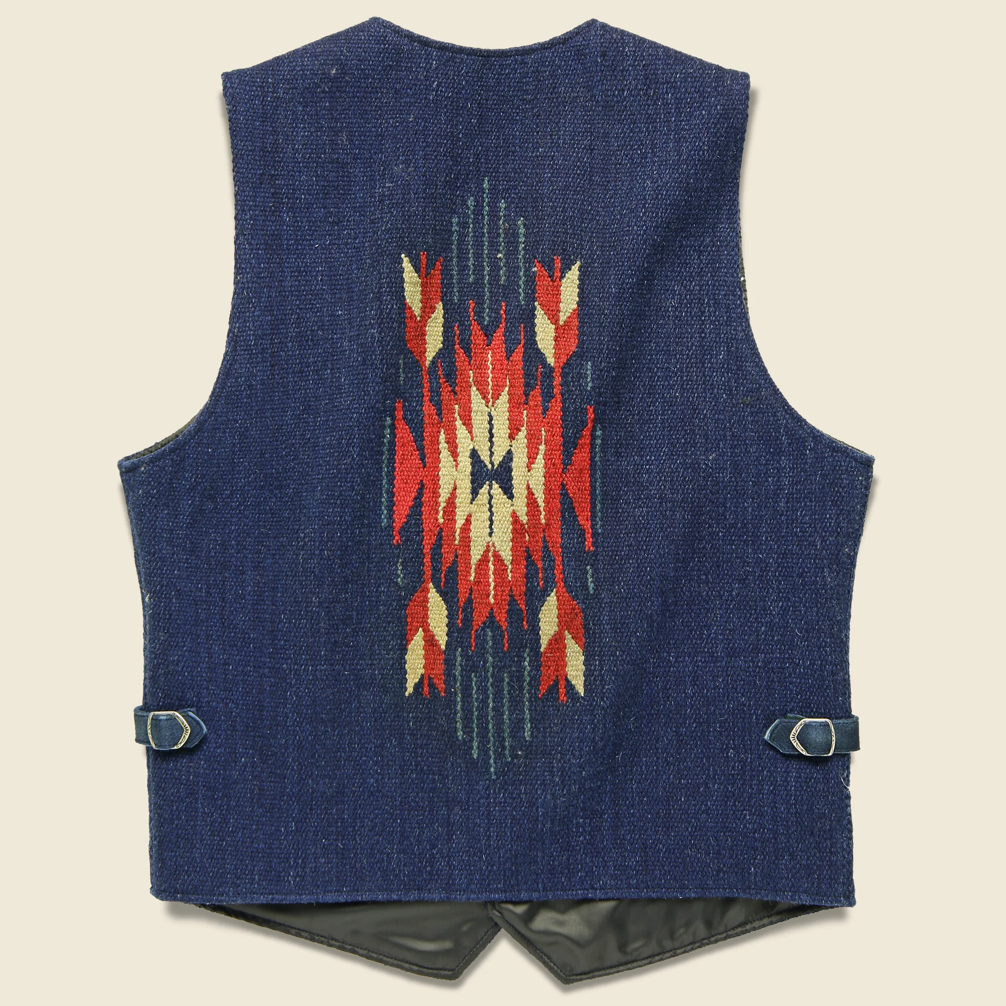 Keller Hand-Woven Jacquard Suede Trim Vest - Indigo - Image 2