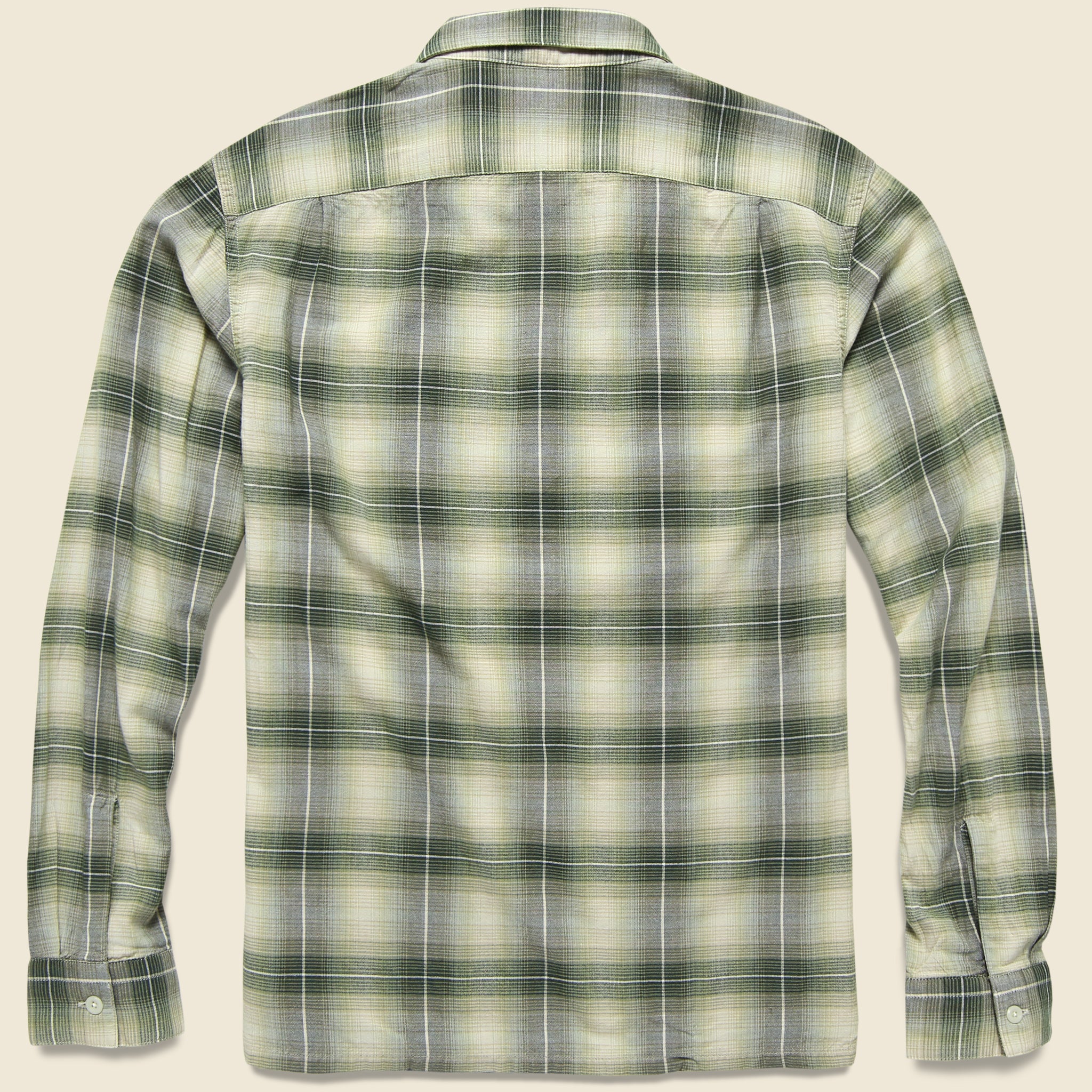 Arrow Ombre Plaid Camp Shirt - Green/Cream - Image 2