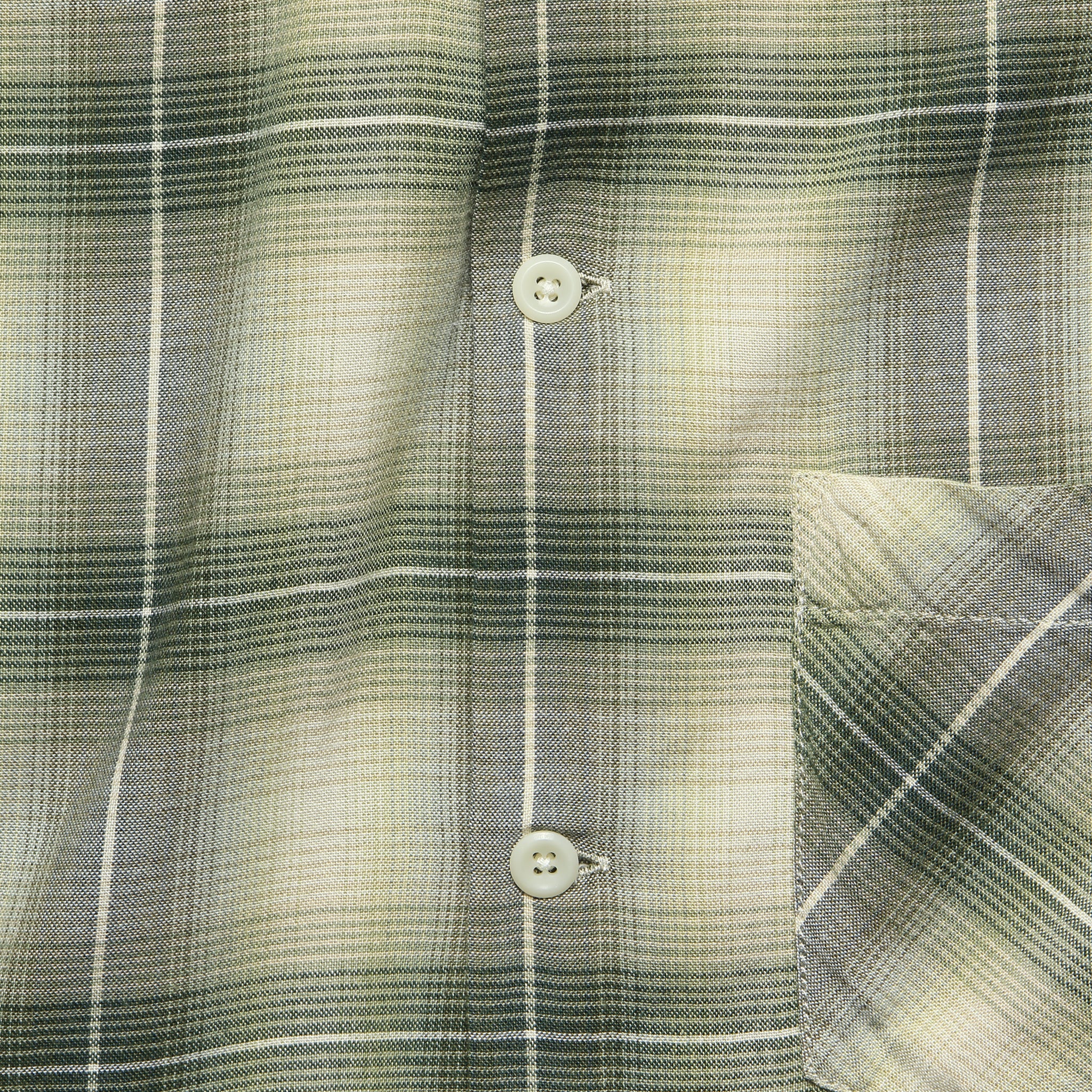 Arrow Ombre Plaid Camp Shirt - Green/Cream - Image 3