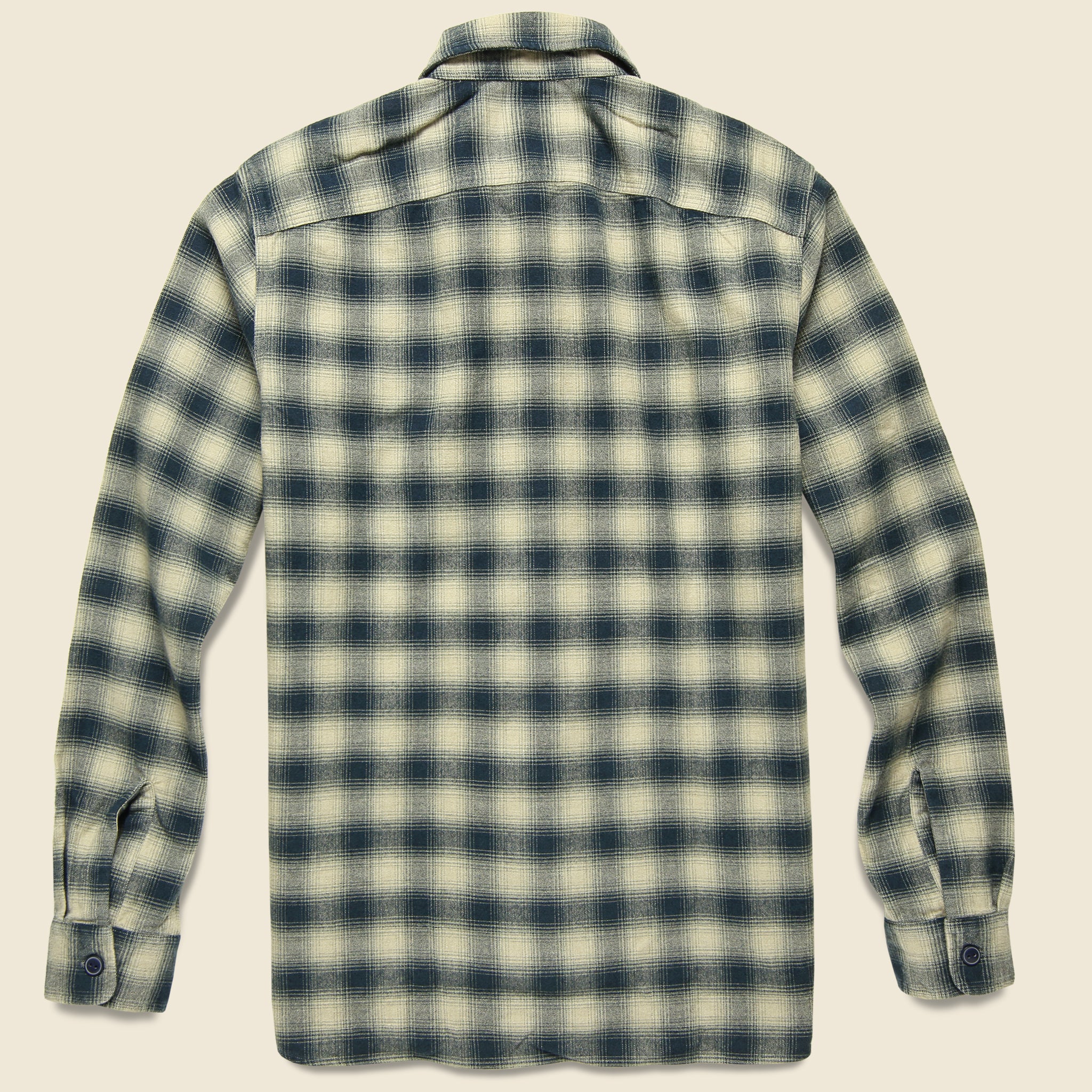 Brushed Ombre Plaid Matlock Workshirt - Cream/Grey - Image 2