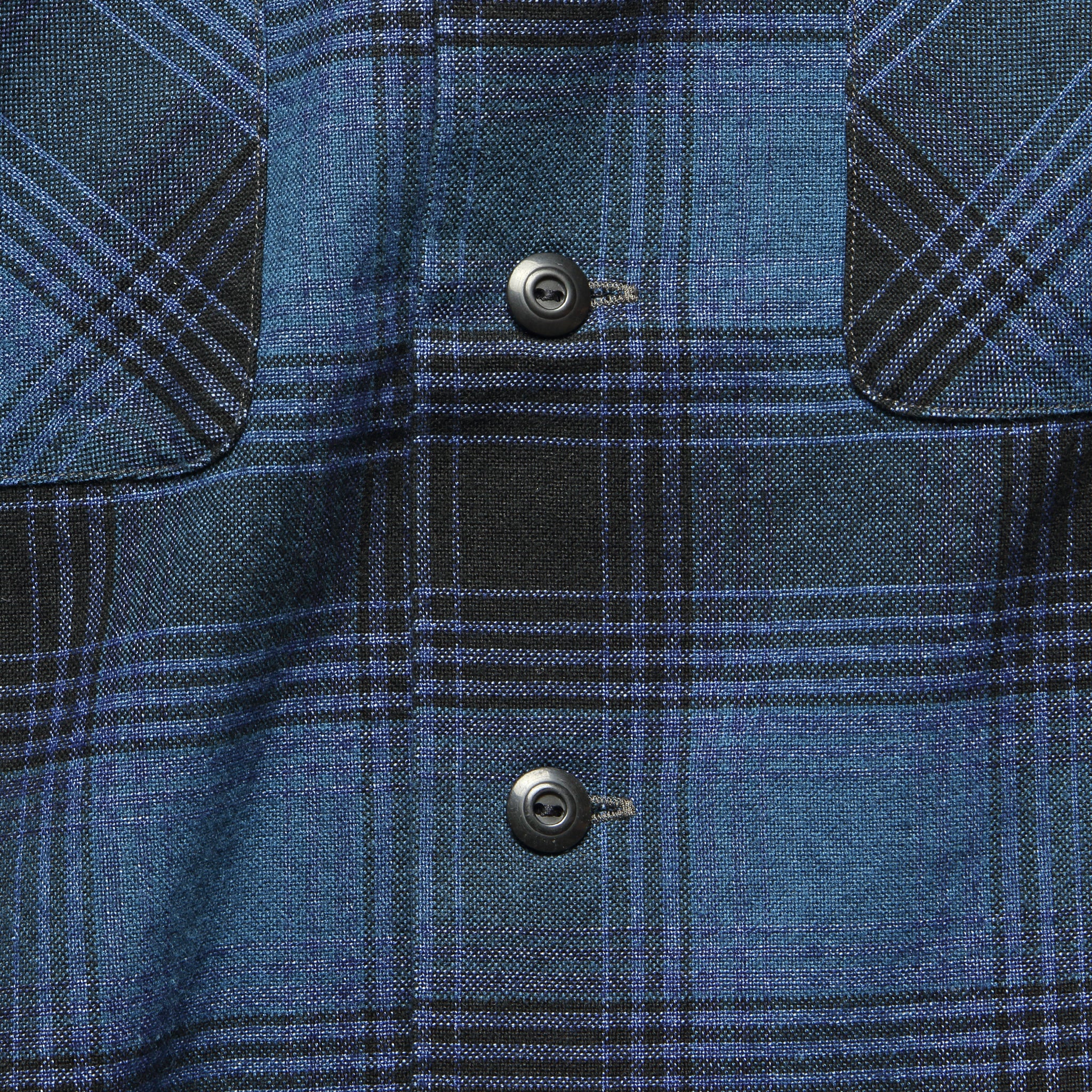 Brushed Towns Camp Shirt - Indigo/Black Ombr‚àö¬© Plaid - Image 3