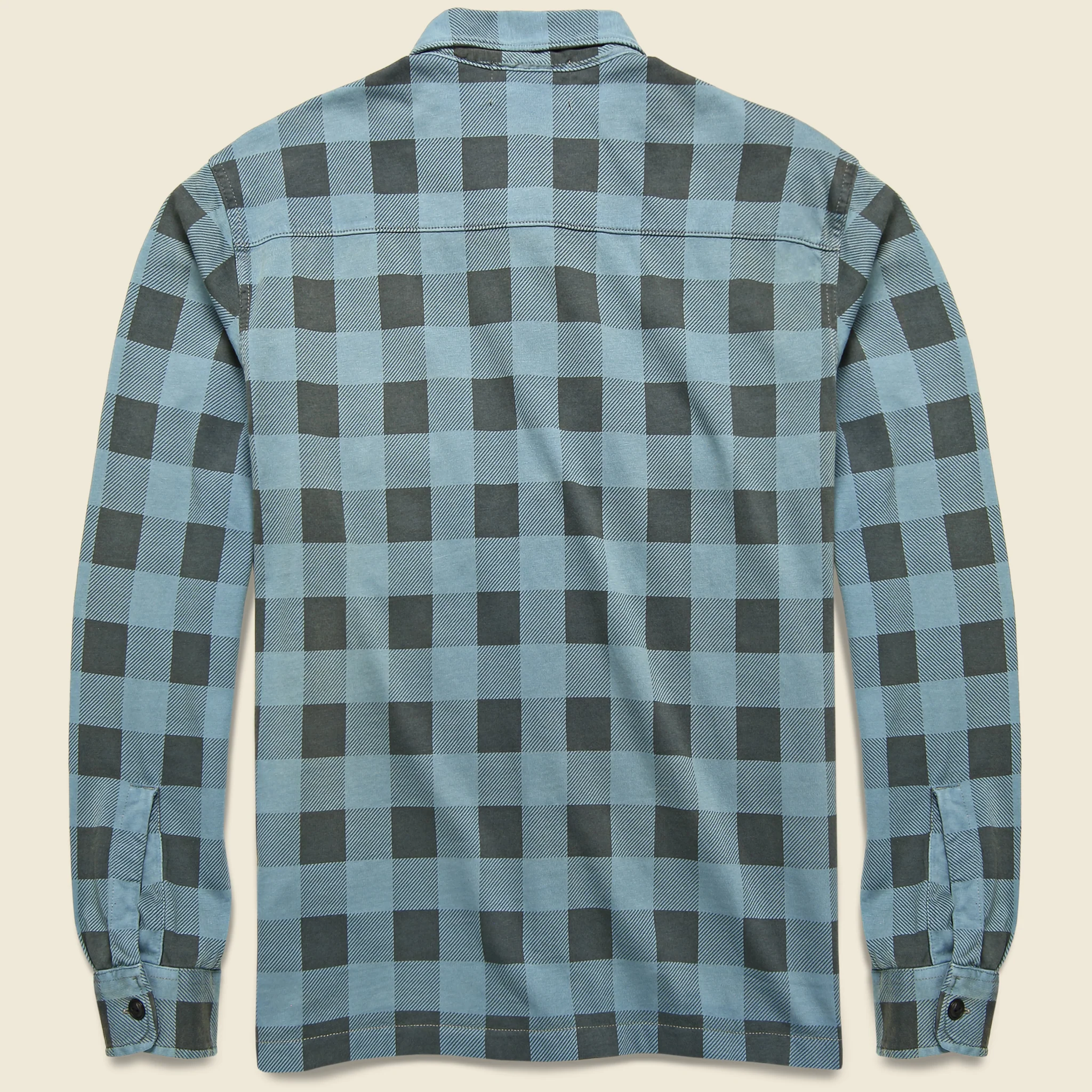 Plaid-Print Jersey Workshirt - Blue/Black - Image 2