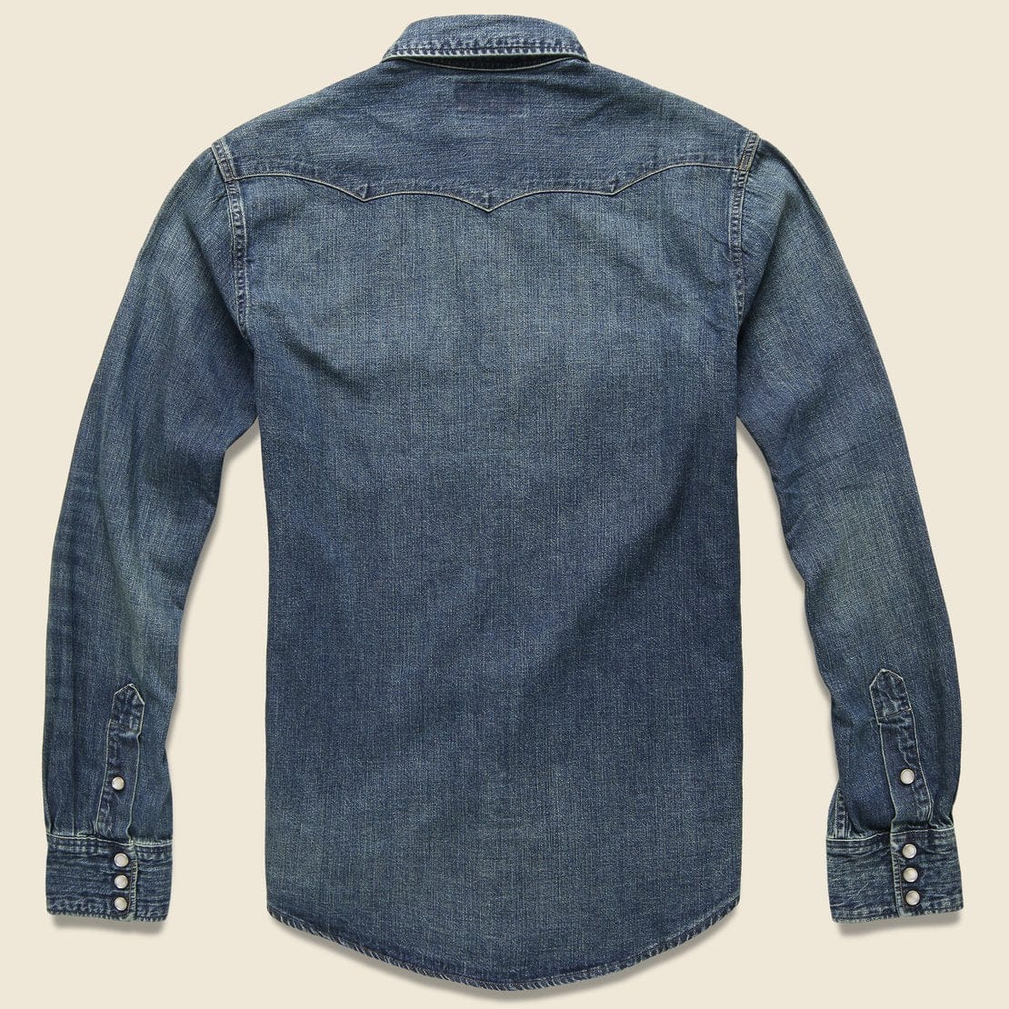Slim Fit Denim Western Shirt - Dark Wash - Image 5