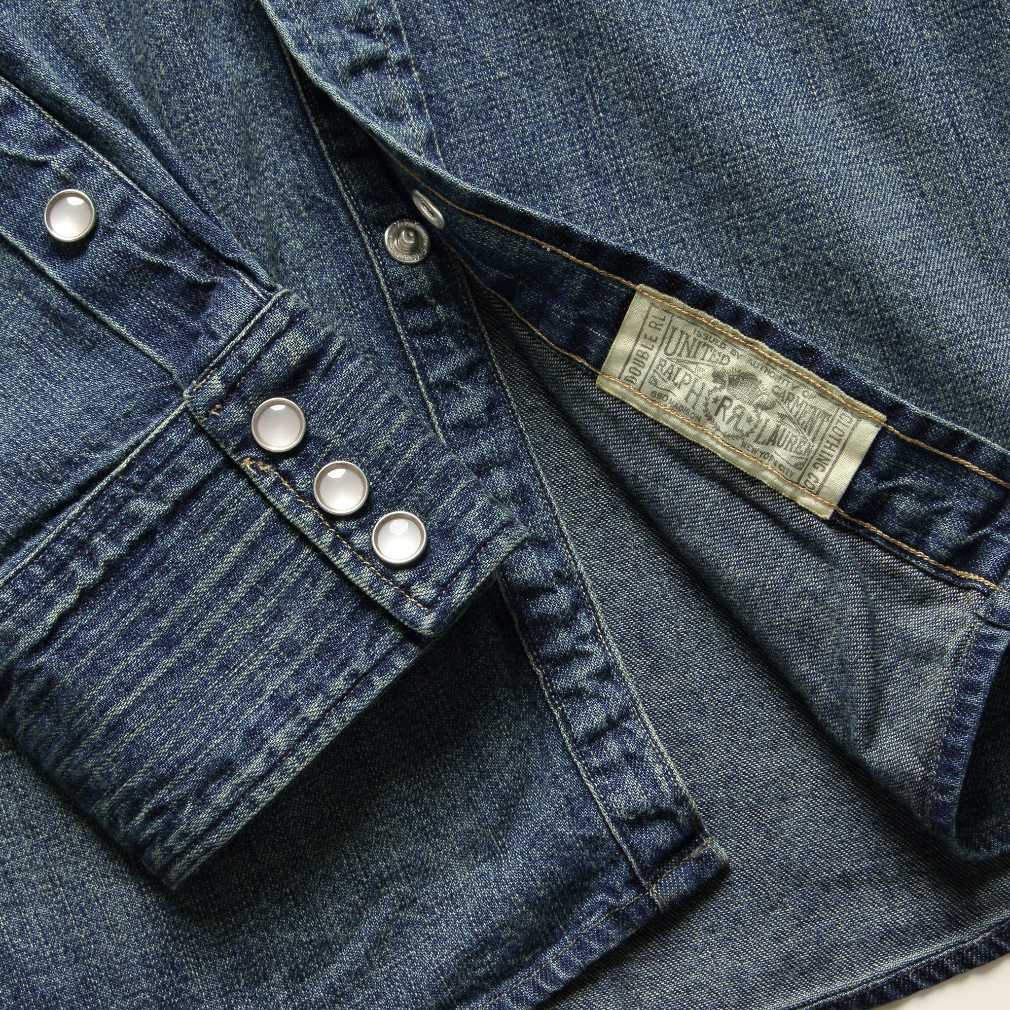 Slim Fit Denim Western Shirt - Dark Wash - Image 8